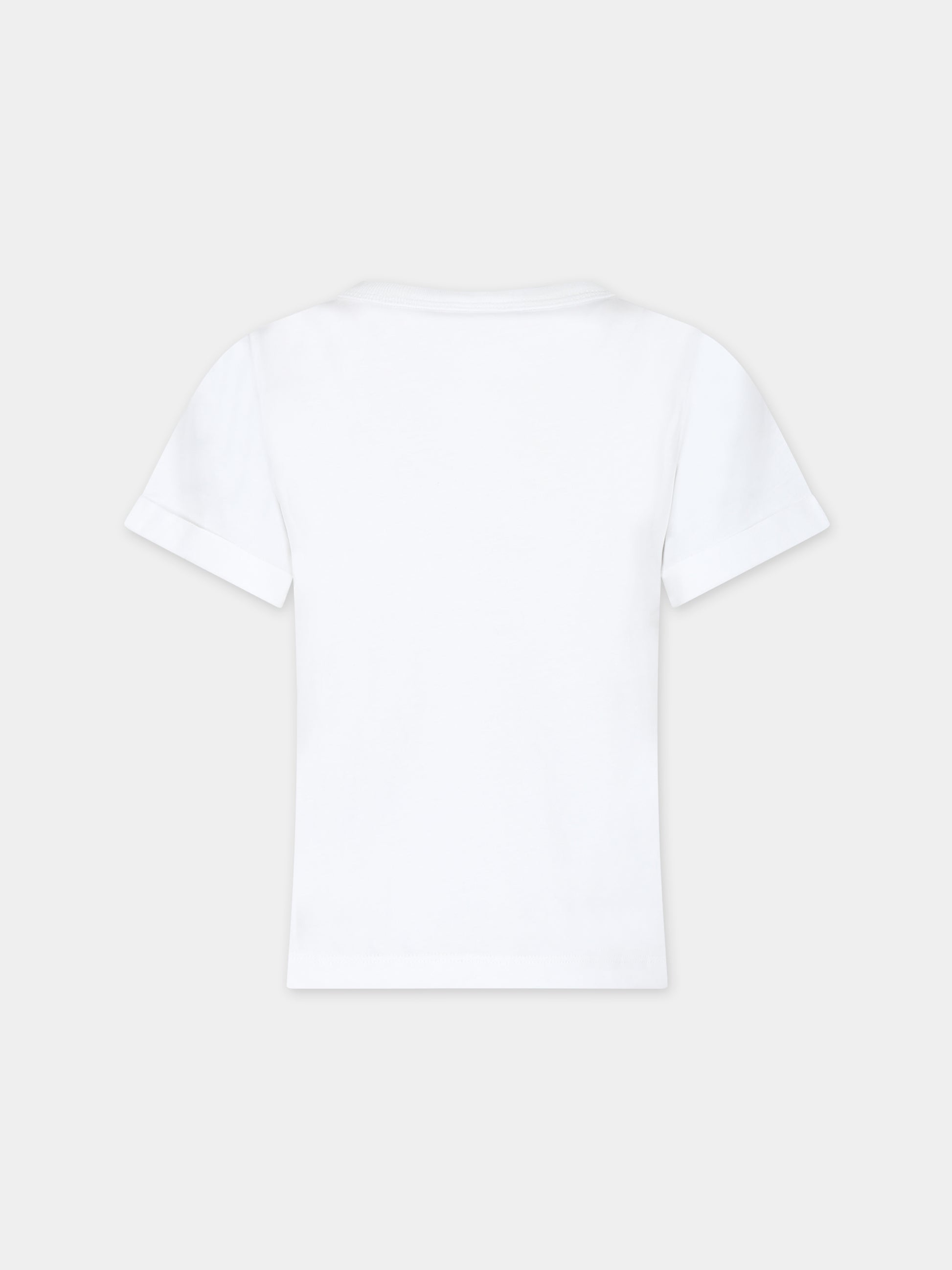 T-shirt avorio per bambina con stampa fiore e scritta,Stella Mccartney Kids,TT8B70 Z0434 101