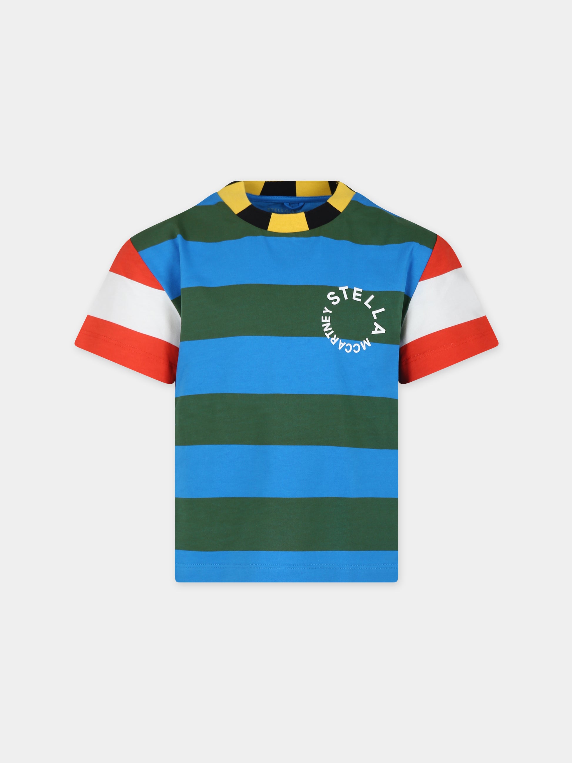 T-shirt verde per bambino con logo,Stella Mccartney Kids,TT8P01 Z1331 612NE