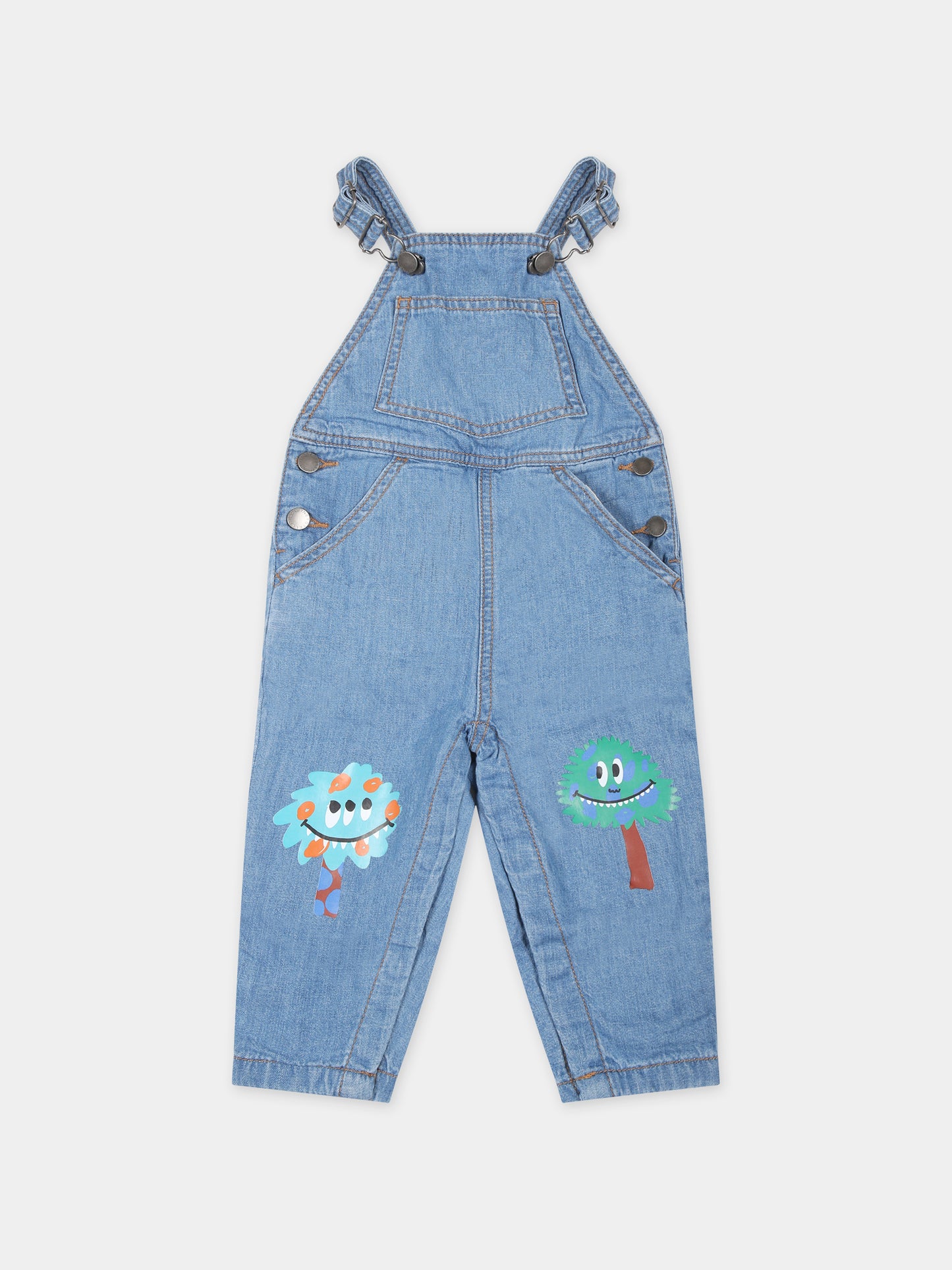 Salopette blu per neonato con stampa alberi,Stella Mccartney Kids,TTA522 Z1267 618