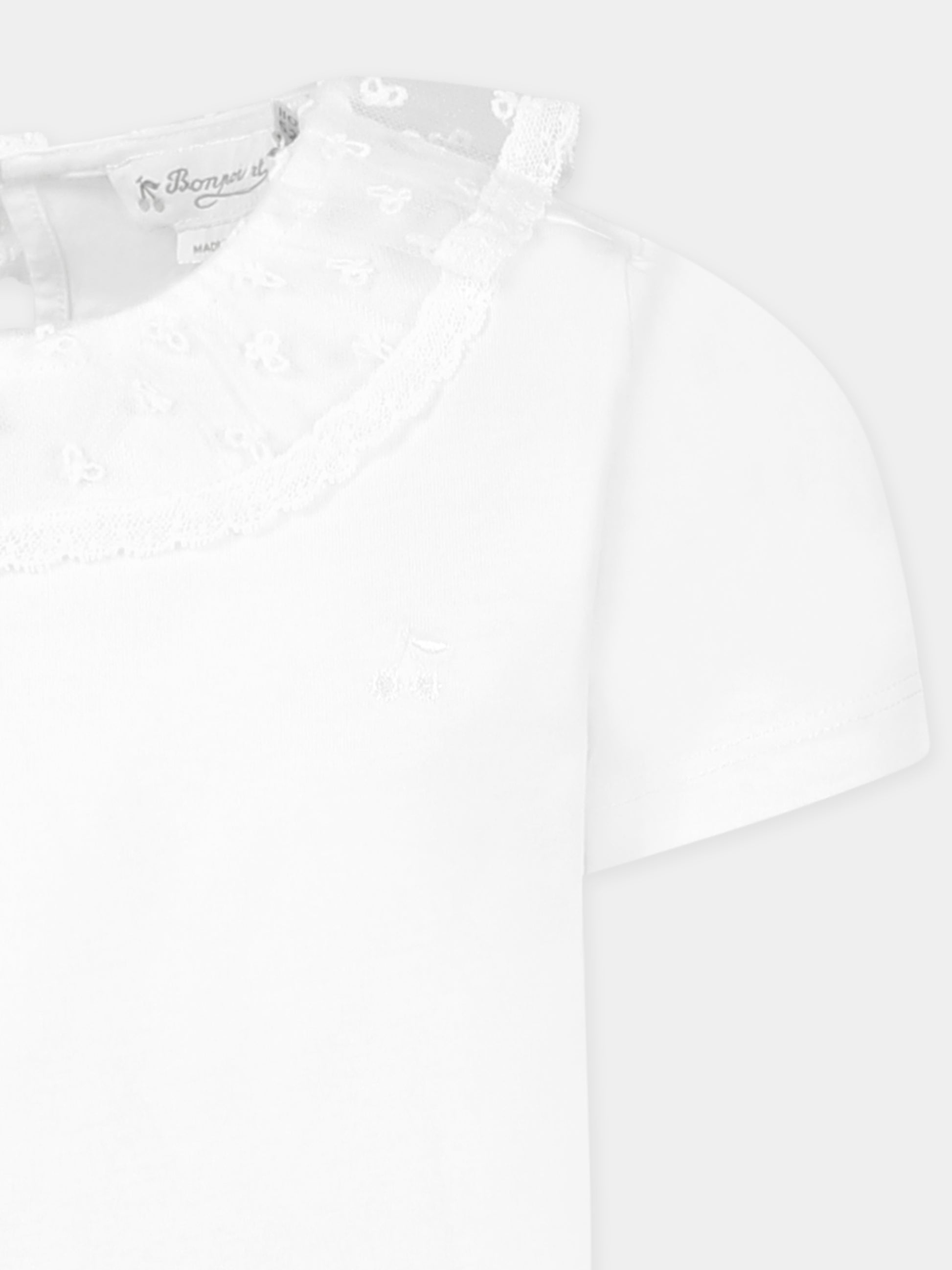 T-shirt avorio per bambina con ciliegie,Bonpoint,S05GTSK00018 002