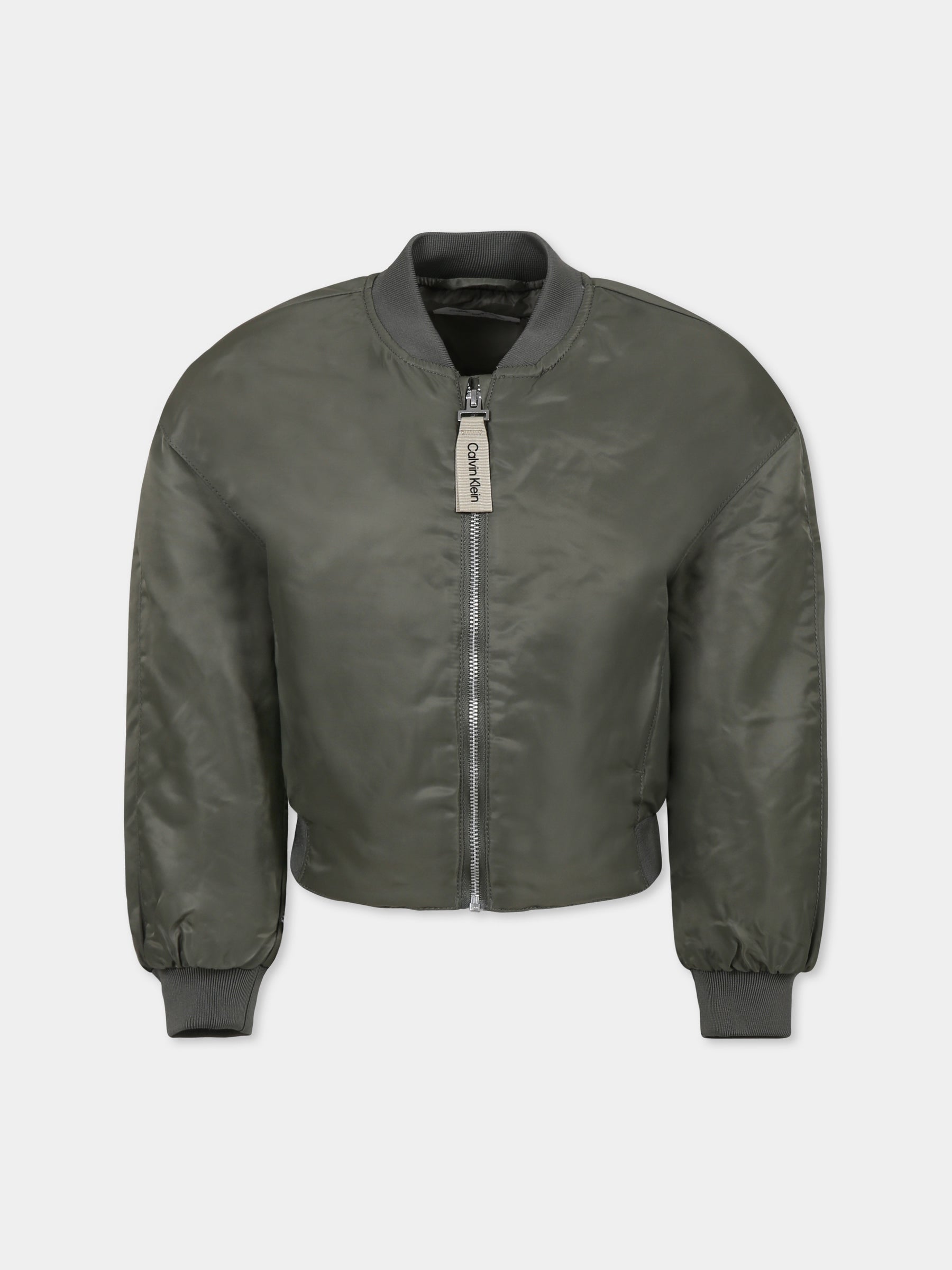 Bomber verde per bambina con logo,Calvin Klein Kids,24F CKIG0IG02679J IG0IG02679 LDY