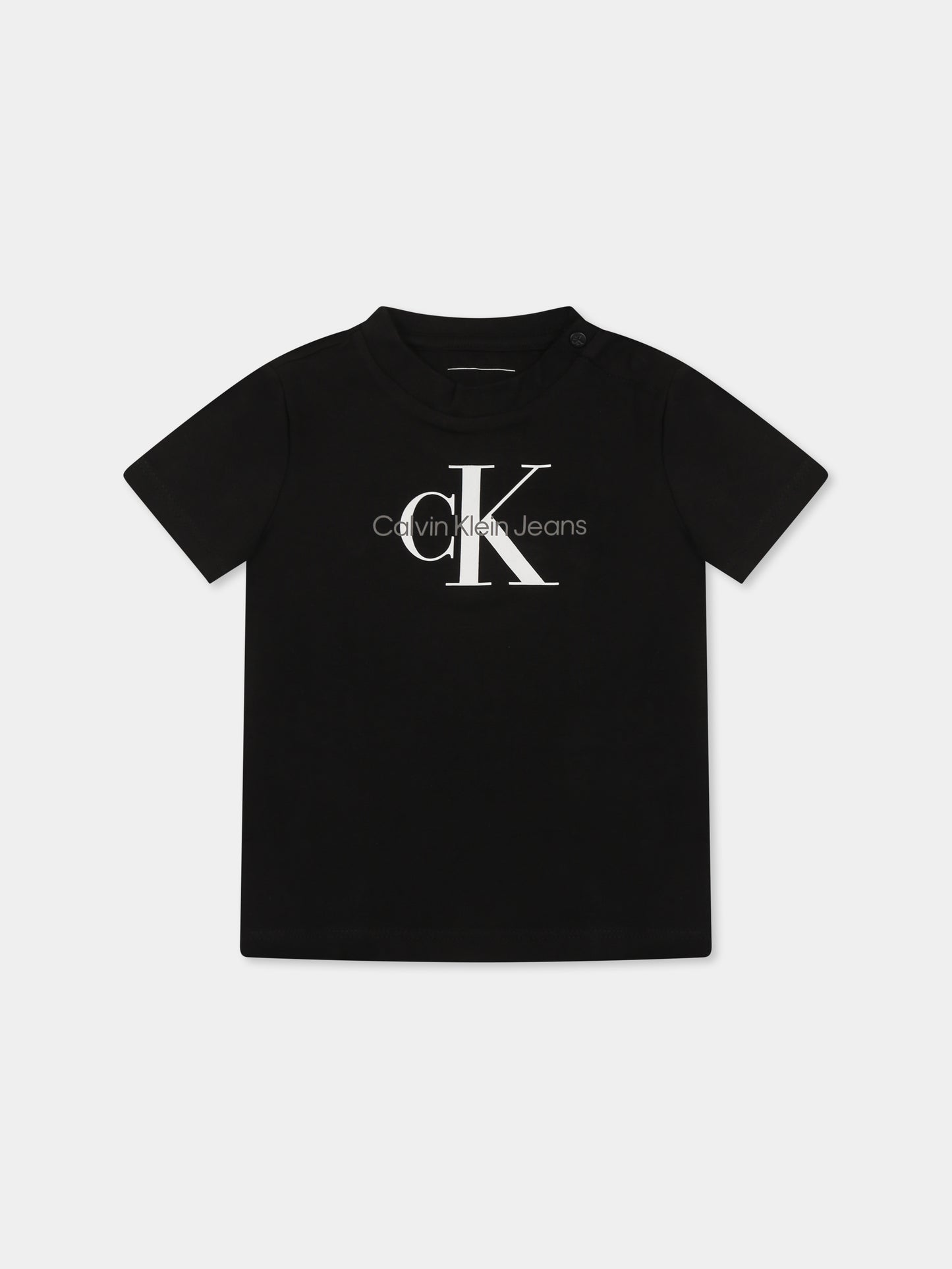T-shirt nera per neonati con logo,Calvin Klein Kids,24F CKIN0IN00001J IN0IN00001 BEH