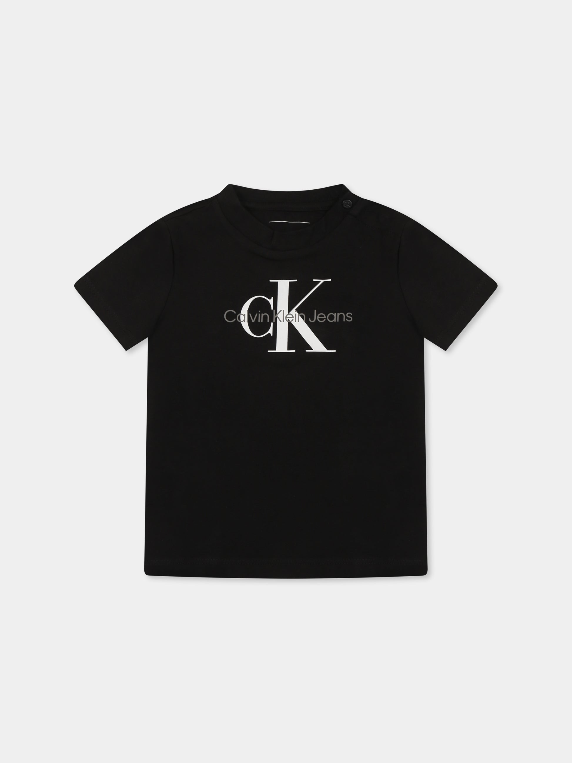 T-shirt nera per neonati con logo,Calvin Klein Kids,24F CKIN0IN00001J IN0IN00001 BEH