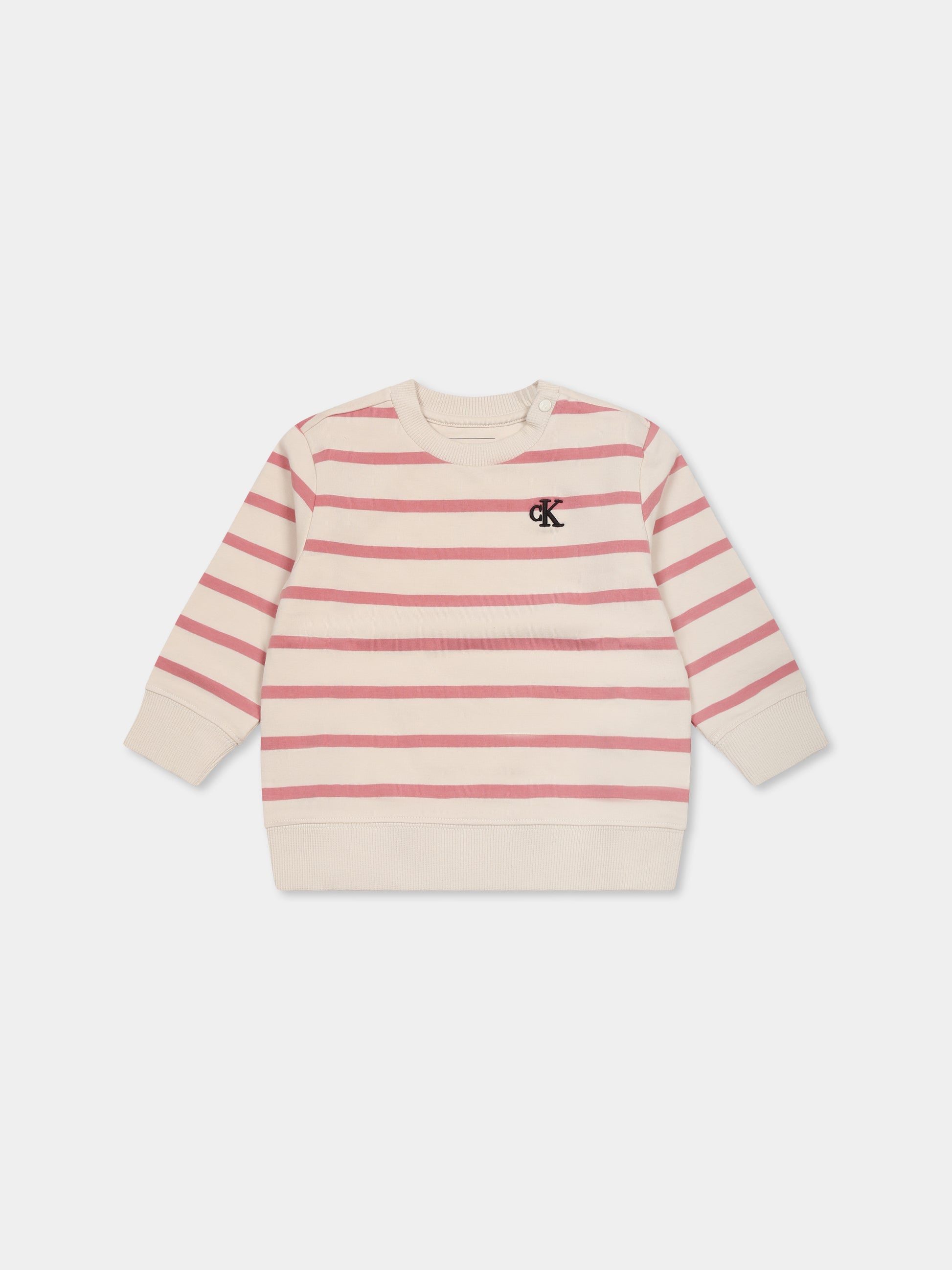 Felpa avorio per neonata con logo,Calvin Klein Kids,24F CKIN0IN00285J IN0IN00285 0BJ