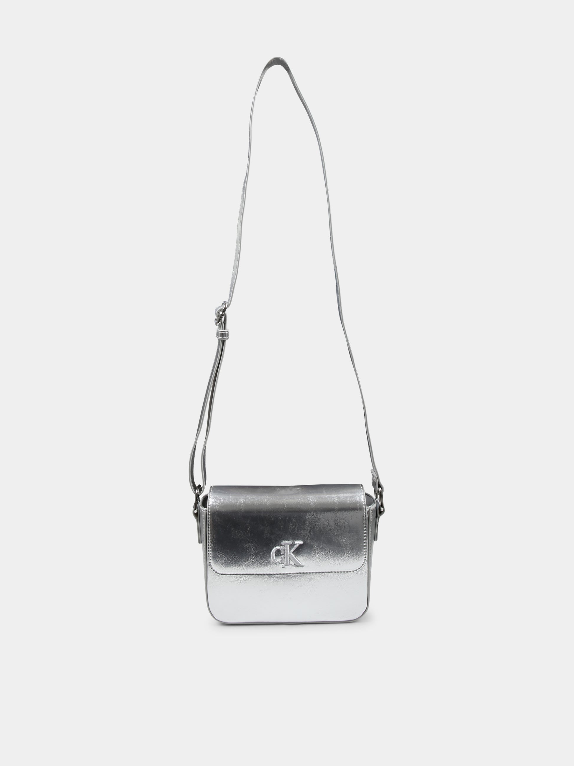 Borsa argento per bambina con logo,Calvin Klein Kids,24F CKIU0IU00688 IU0IU00688 0IV