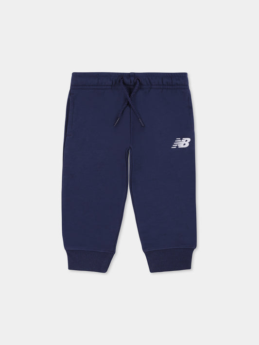 Blue trousers for baby boy with logo