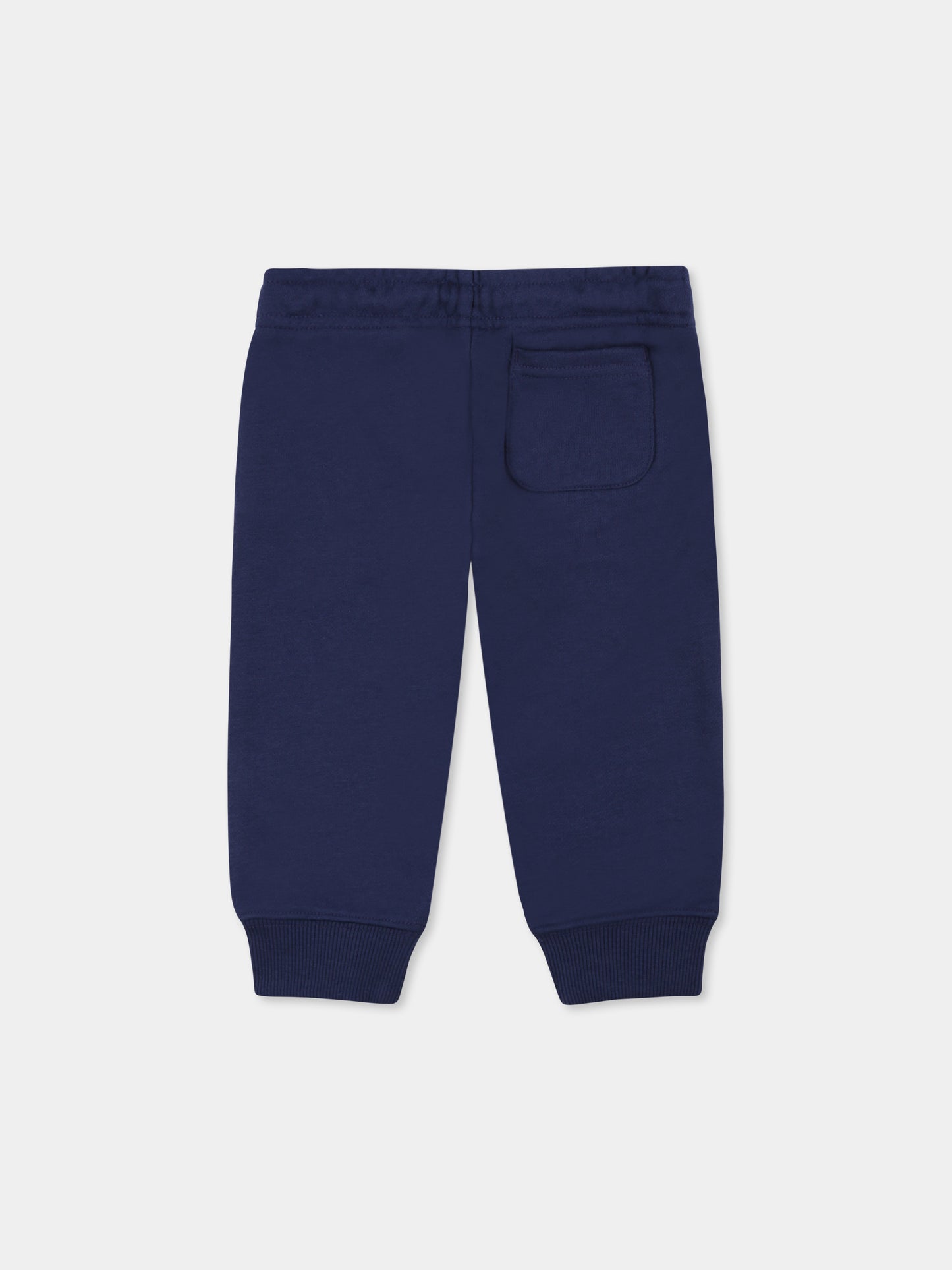 Blue trousers for baby boy with logo