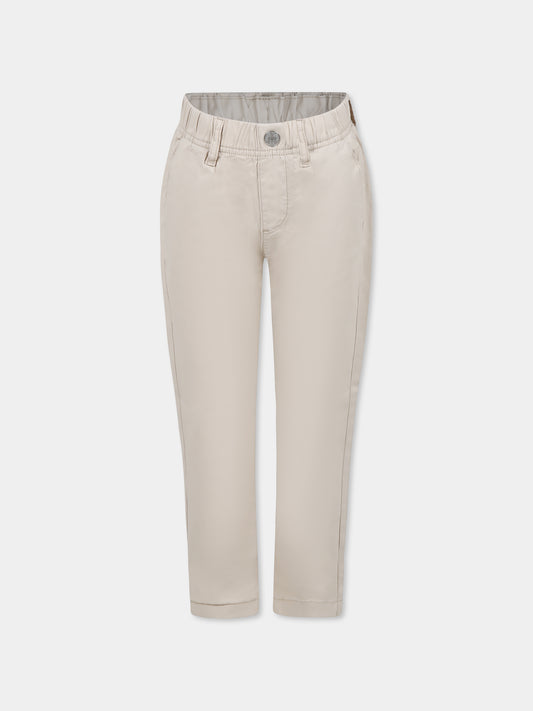 Beige trousers for boy with logo