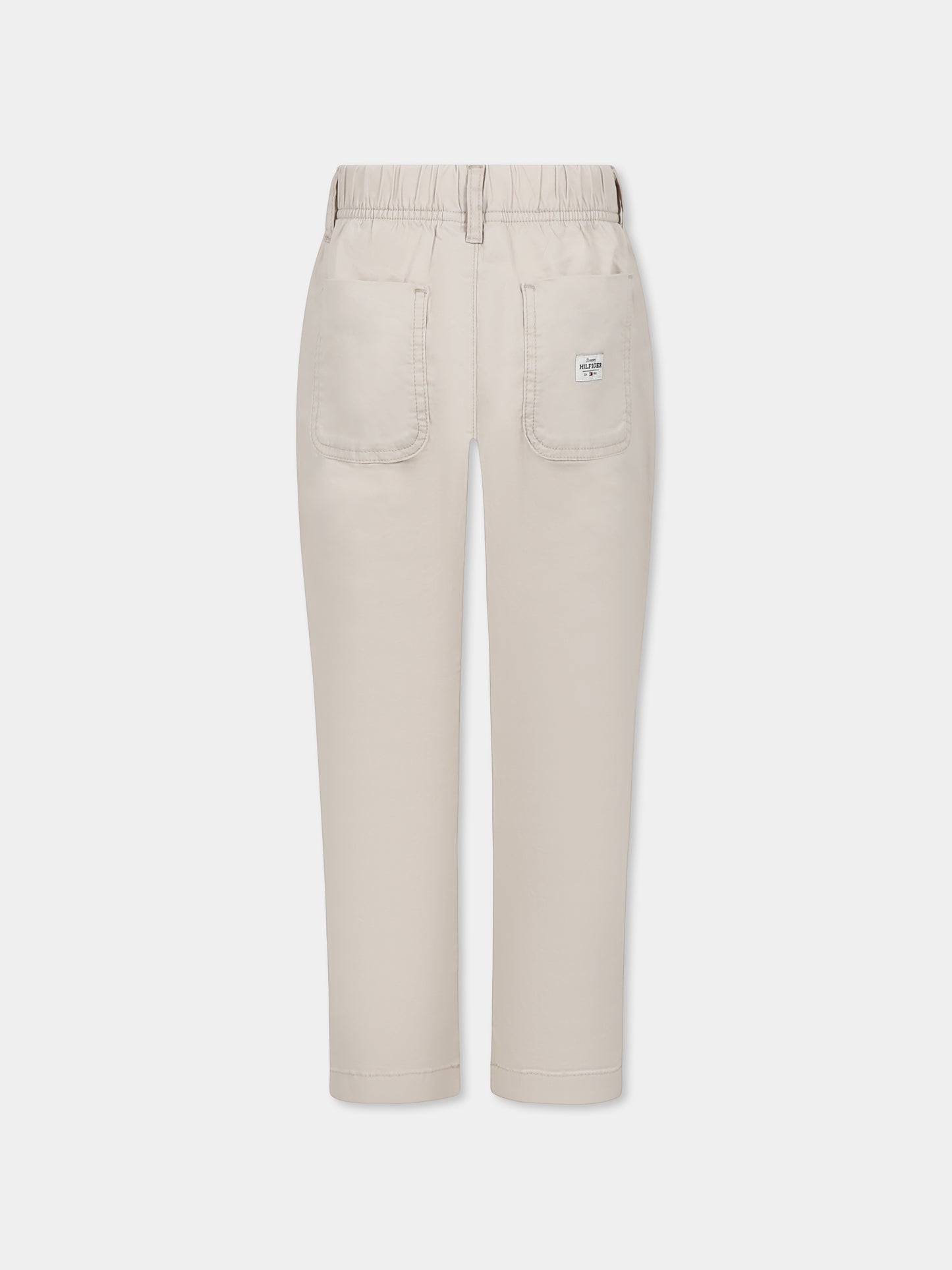 Beige trousers for boy with logo