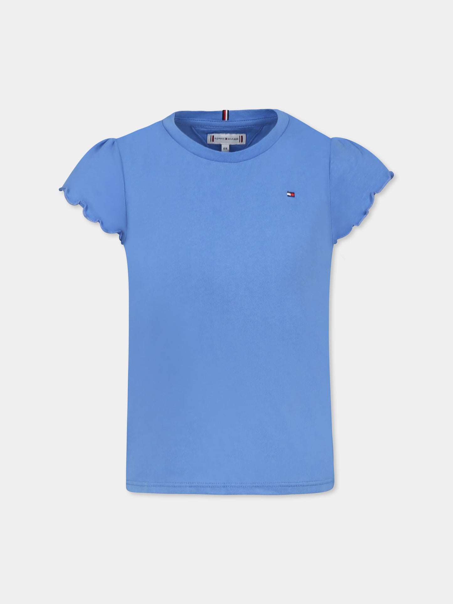 T-shirt azzurra per bambina con bandierina,Tommy Hilfiger Junior,24F THKG0KG07052J KG0KG07052 C30