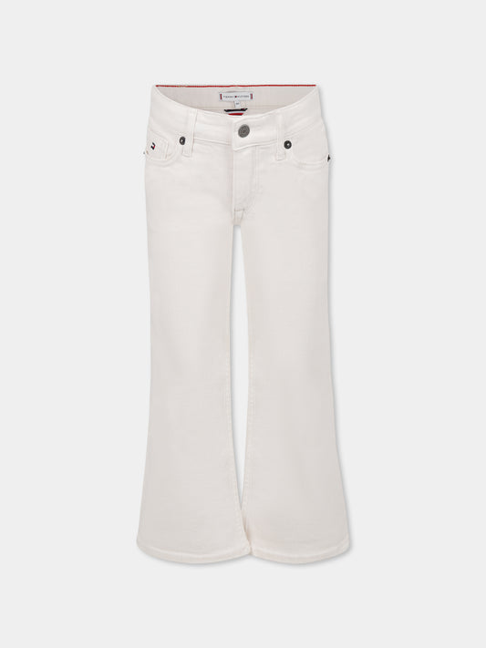 Ivory jeans for girl with logo