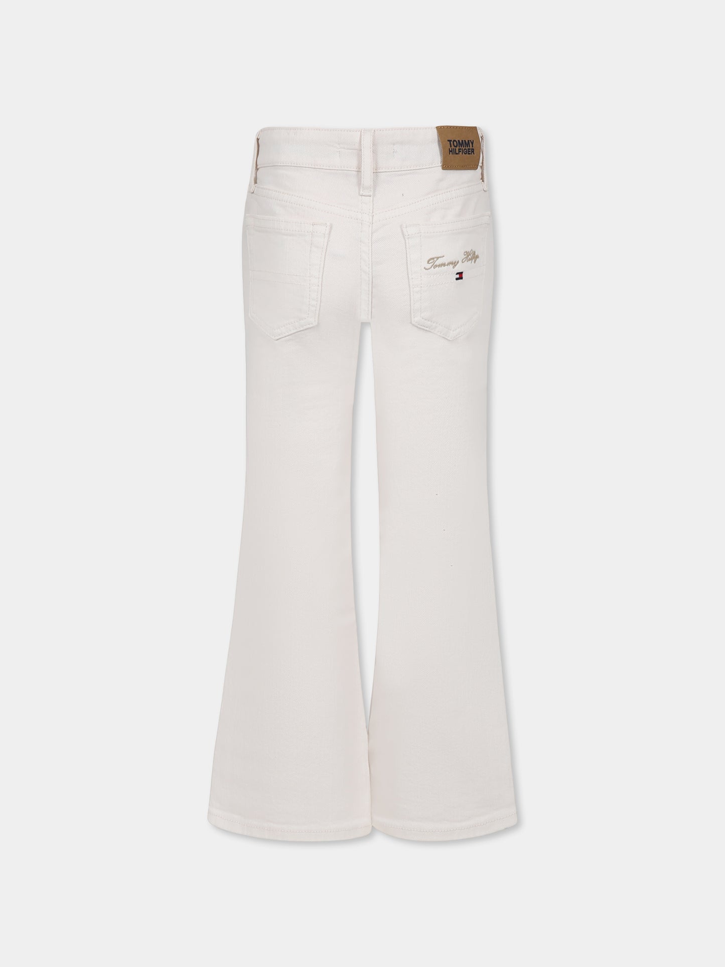 Ivory jeans for girl with logo