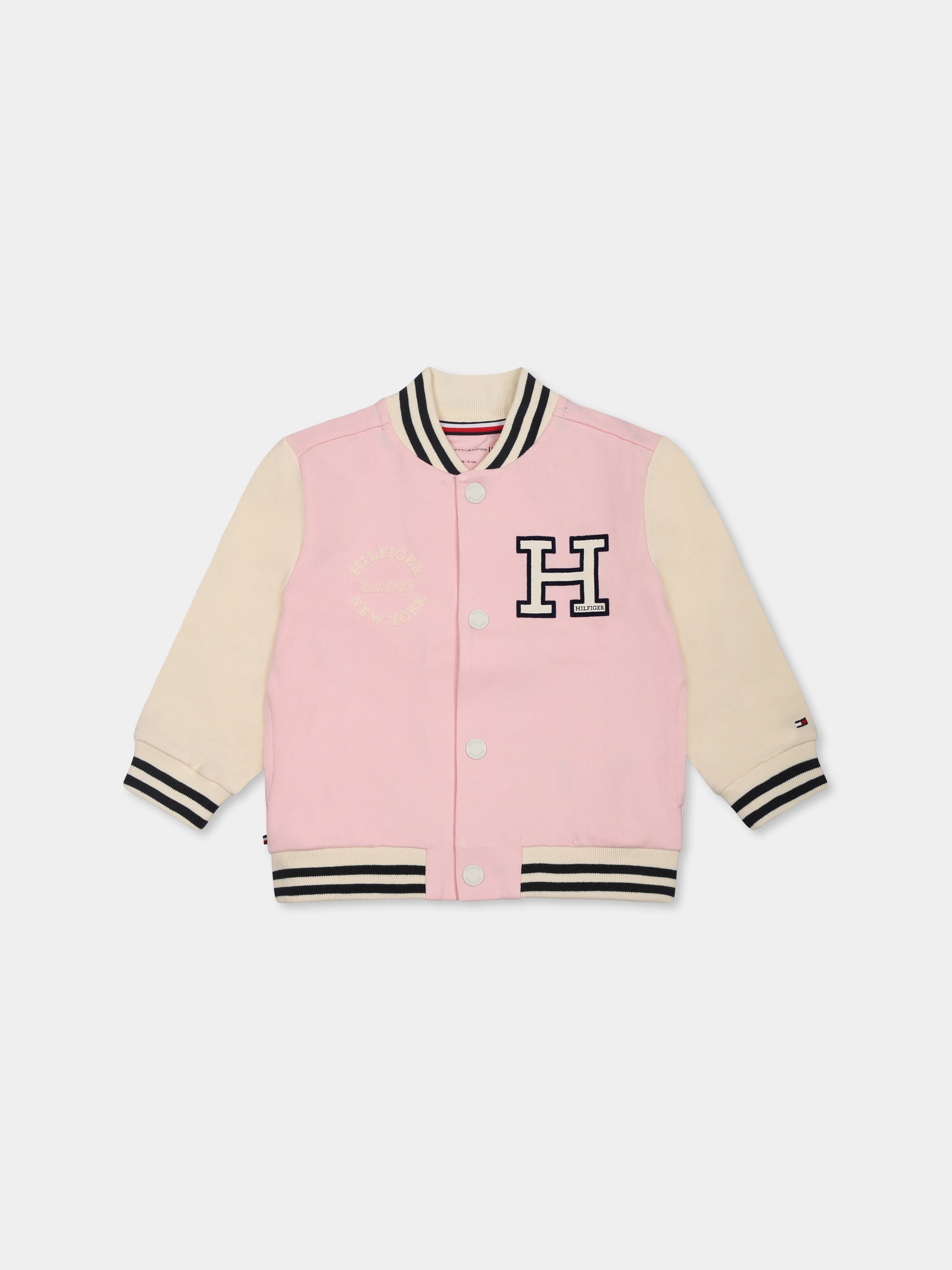 Bomber rosa per neonata con logo,Tommy Hilfiger Junior,24F THKN0KN01960J KN0KN01960 TH3