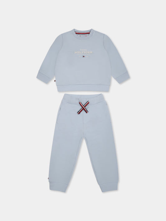 Light blue suit for baby boy with logo