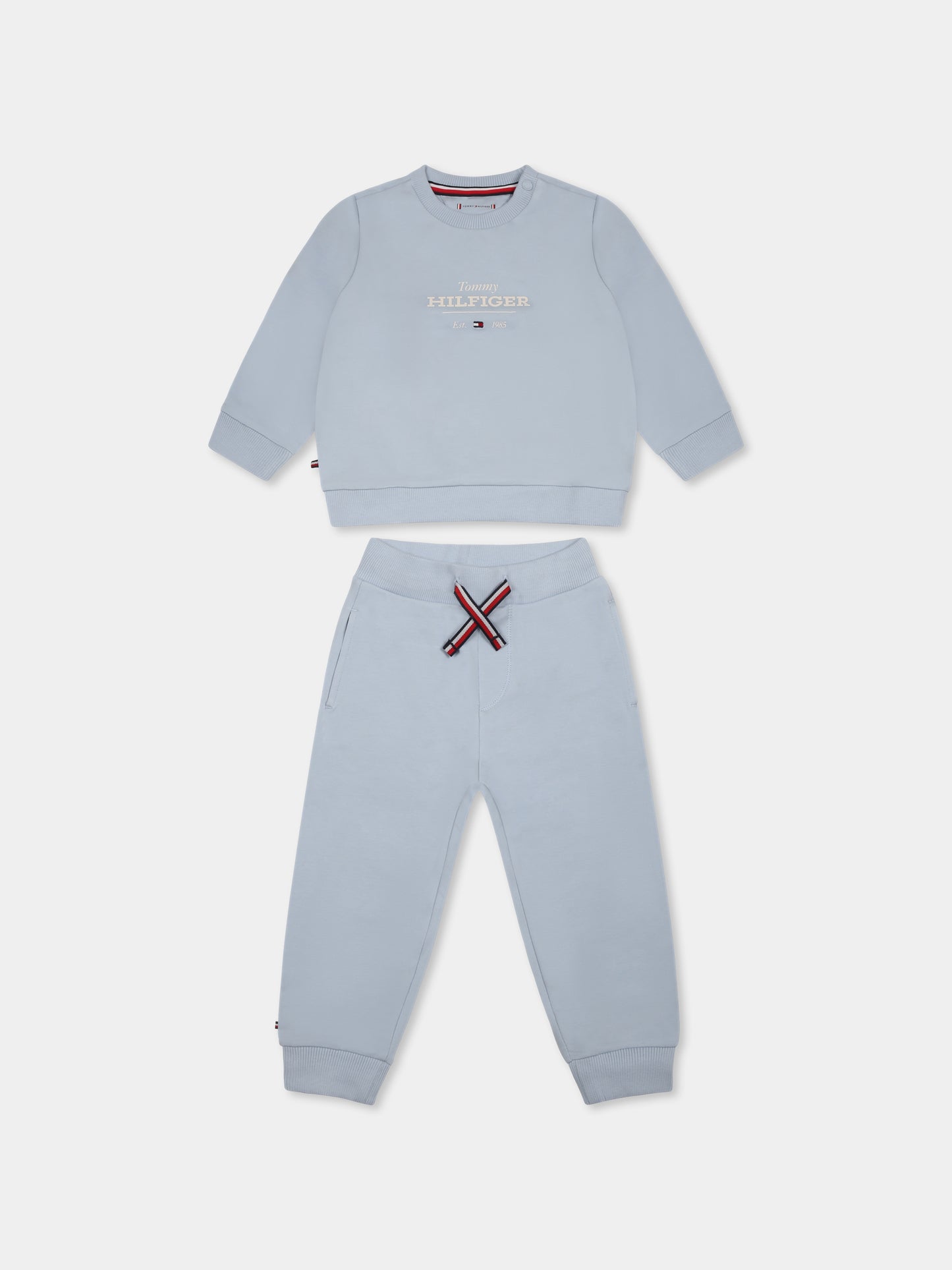 Completo celeste per neonato con logo,Tommy Hilfiger Junior,24F THKN0KN01978J KN0KN01978 C1O