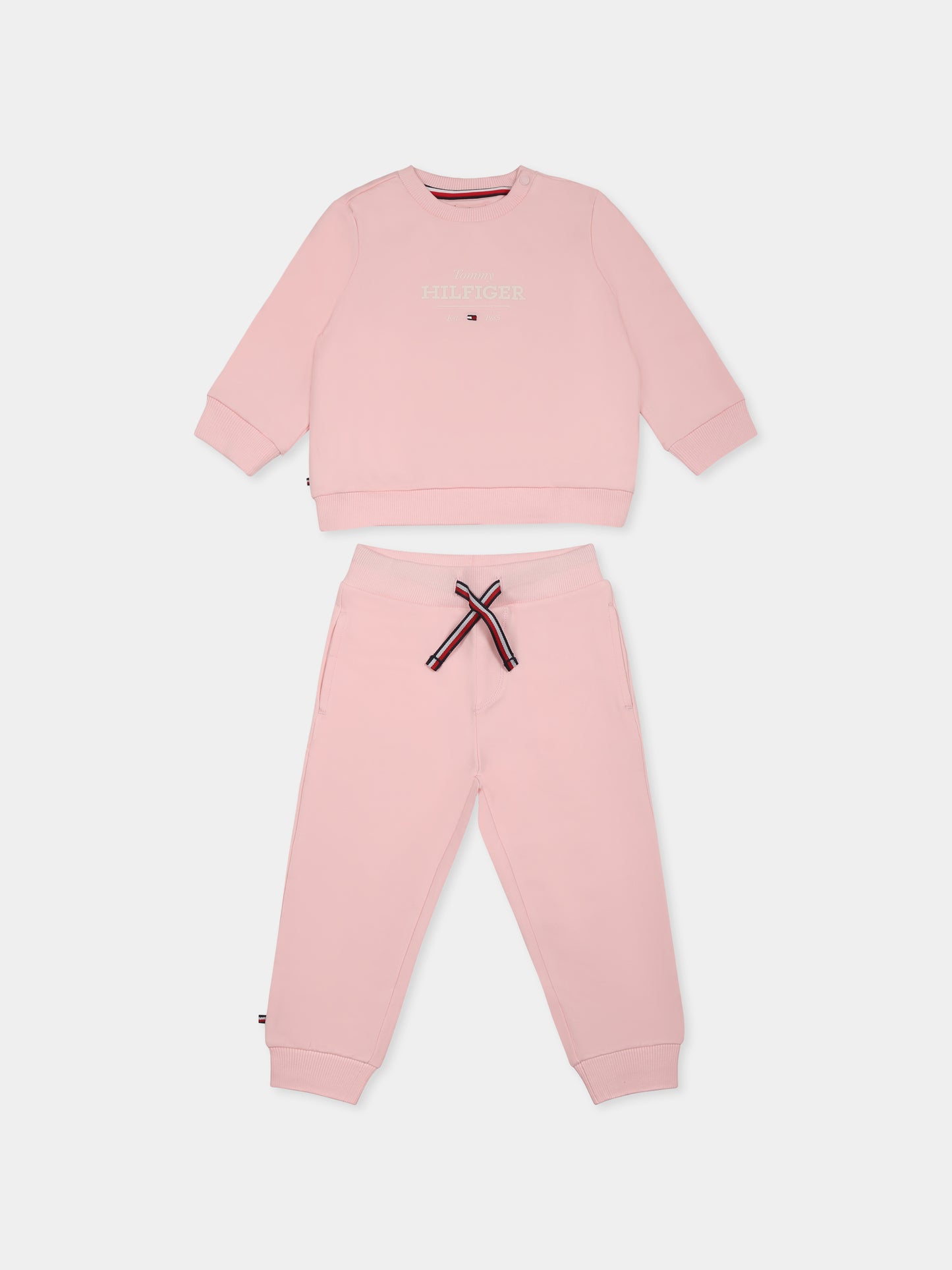 Pink suit for baby girl with logo