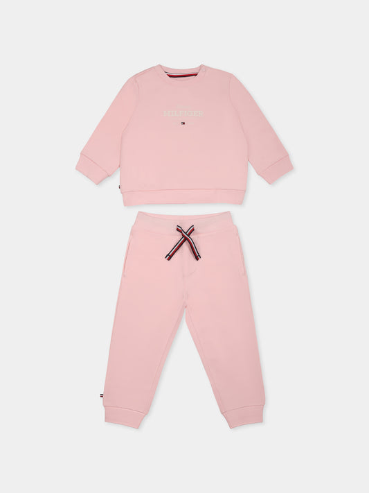 Pink suit for baby girl with logo