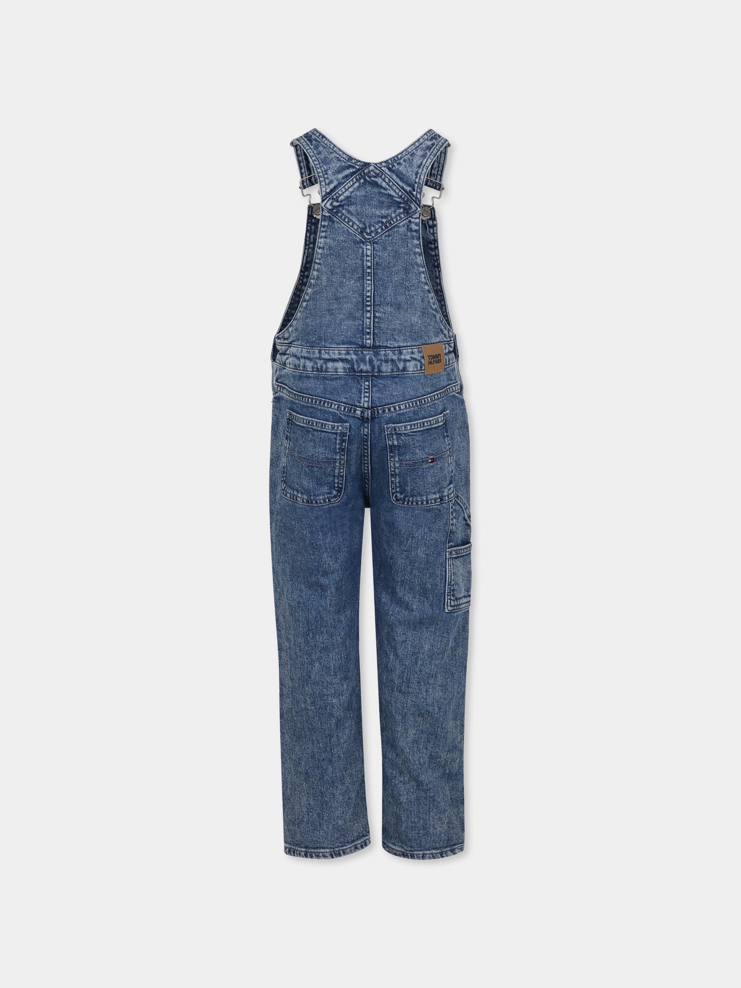 Salopette denim per bambini con bandierina,Tommy Hilfiger Junior,24F THKS0KS00615J KS0KS00615 1BJ