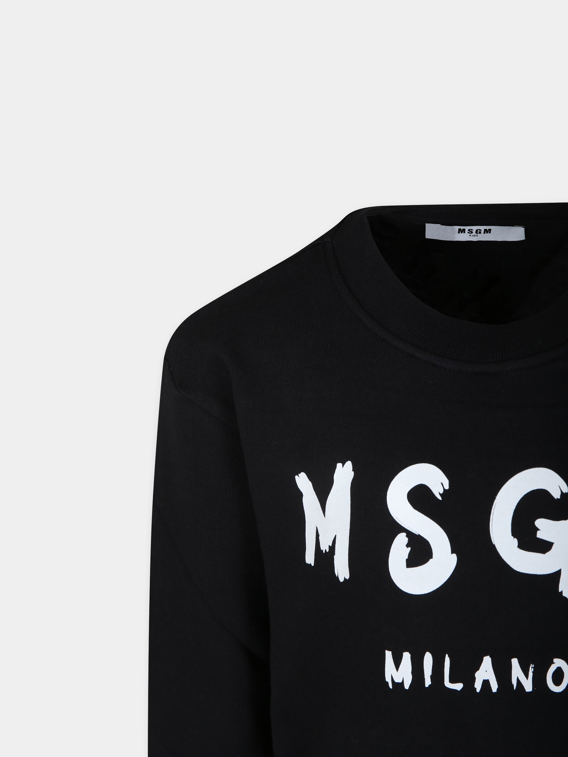 Felpa nera per bambini con logo,Msgm Kids,S4MSJUSW022 110