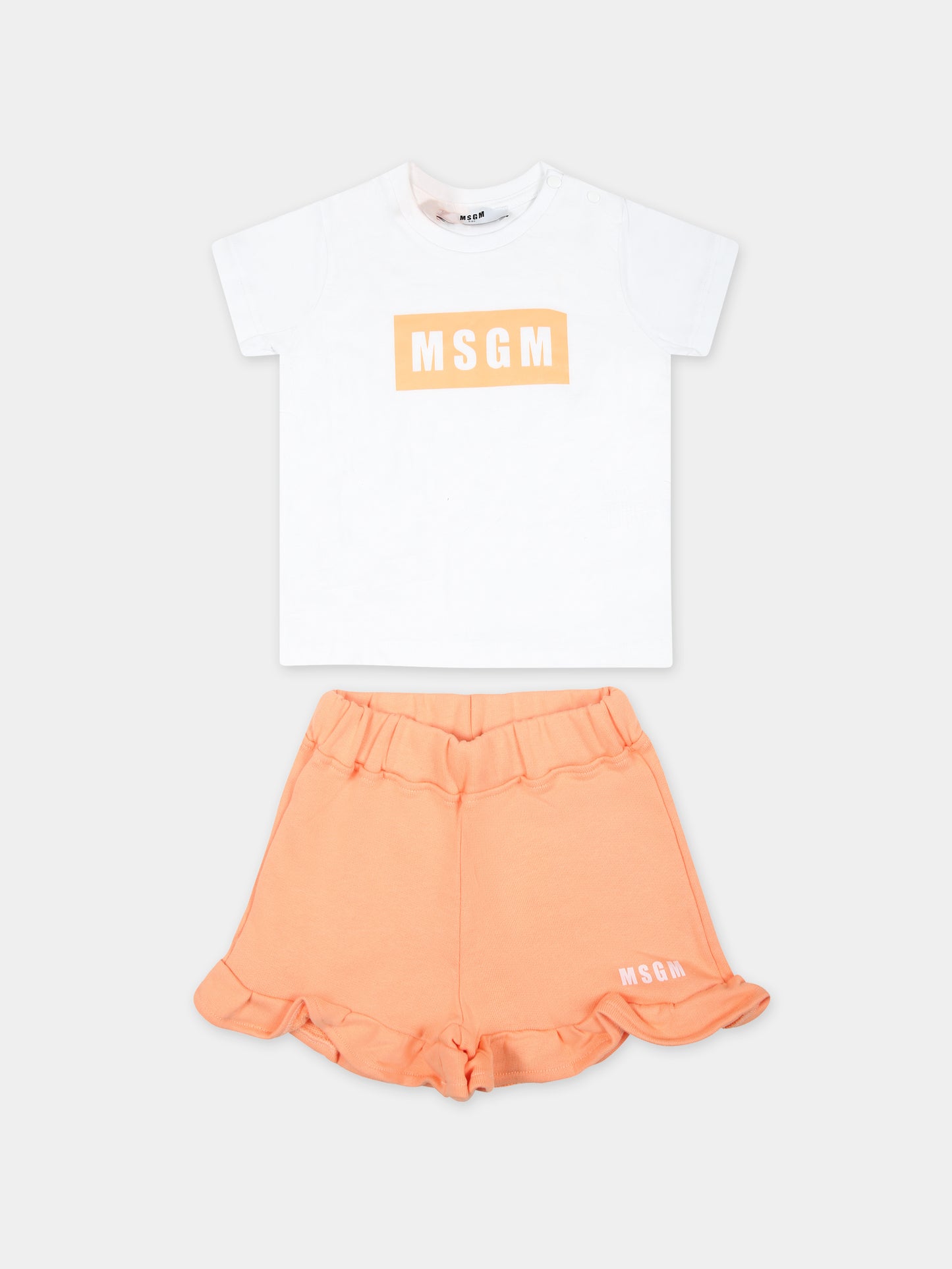 Completo arancione per neonata con logo,Msgm Kids,S4MSNGTR321 001/76