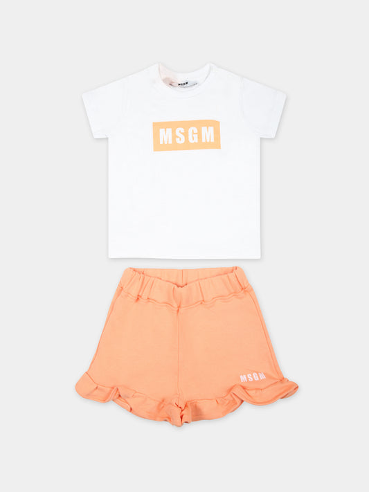 Completo arancione per neonata con logo,Msgm Kids,S4MSNGTR321 001/76