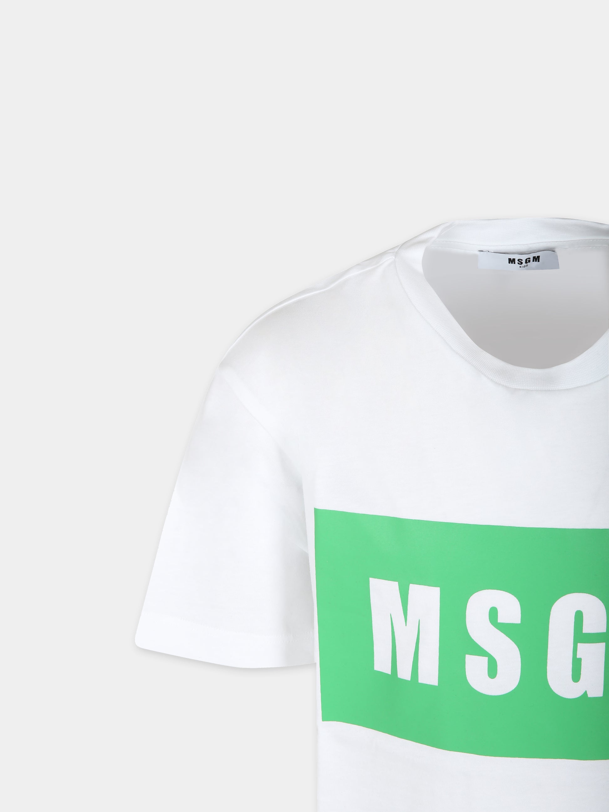 T-shirt bianca per bambini con logo,Msgm Kids,S4MSJUTH010 001