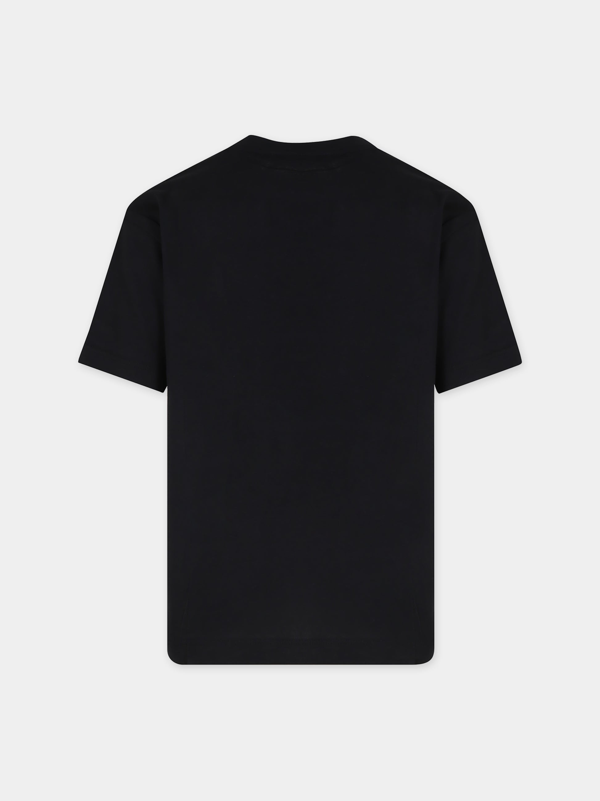 T-shirt nera per bambina con stampa e logo,Msgm Kids,S4MSJUTH010 110