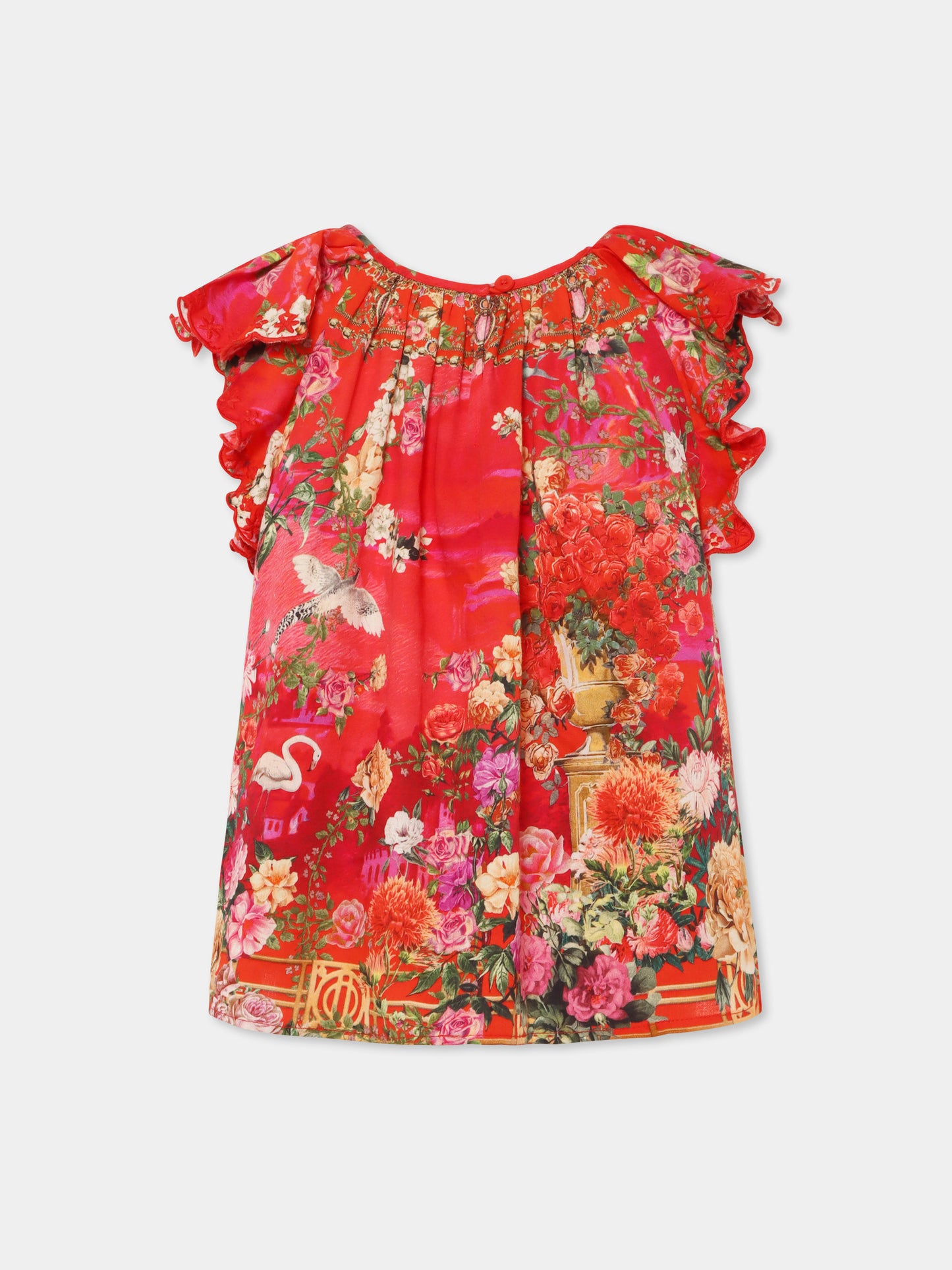 Red top for girl with floral print