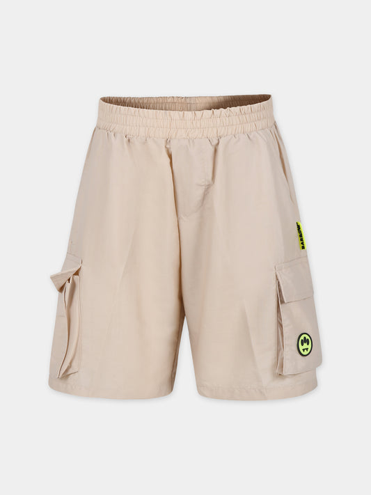 Shorts beige per bambino con smile,Barrow,S4BKJUBE045 092