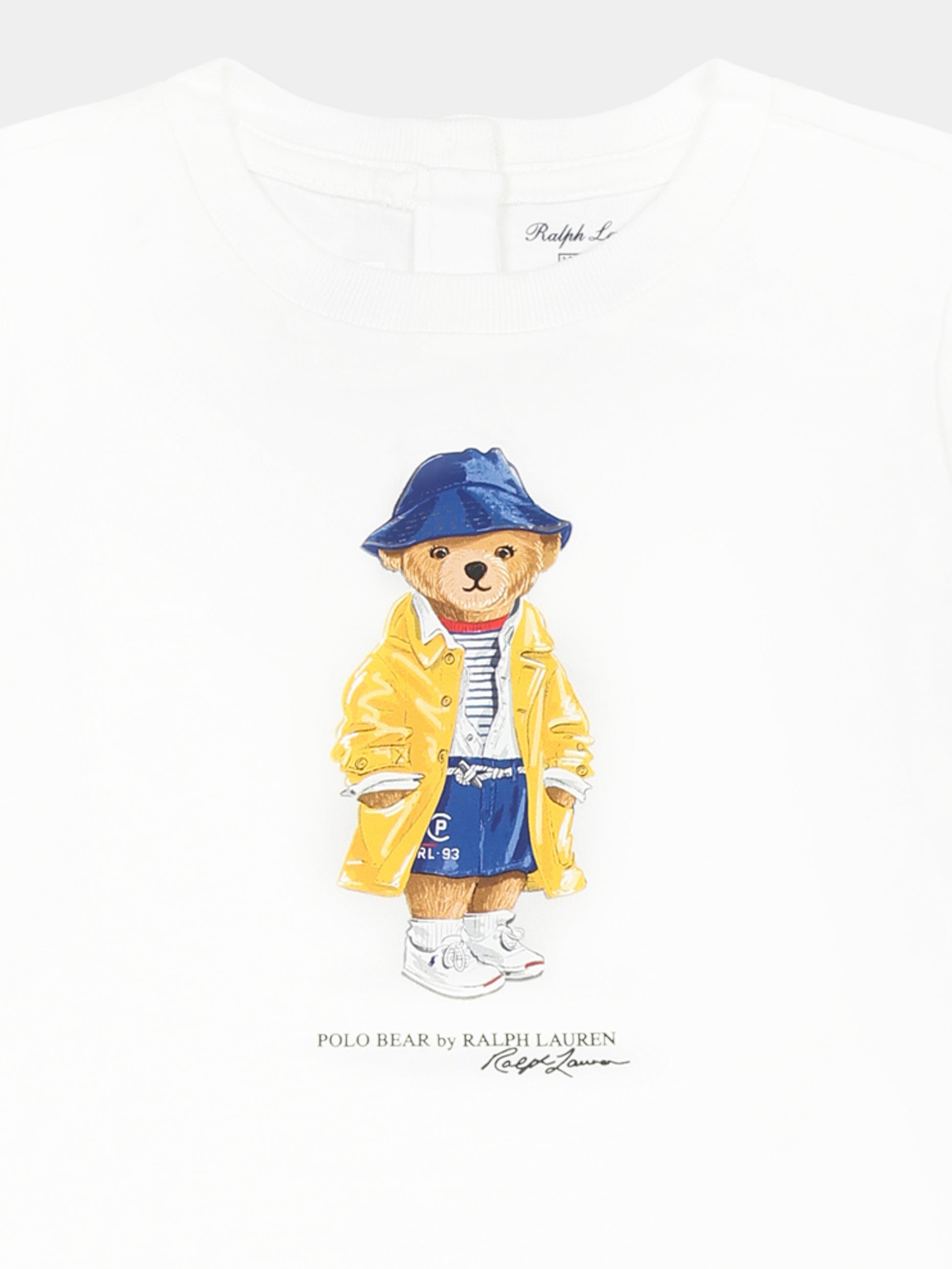 T-shirt bianca per neonata con Polo Bear,Ralph Lauren Kids,958222001 PAPER WHITE