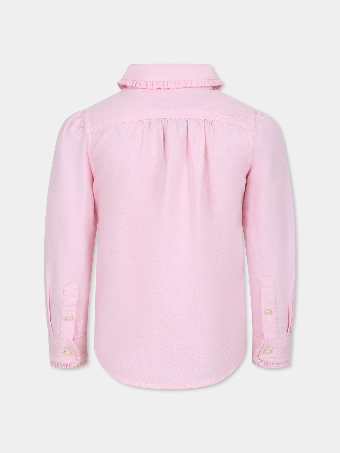 Camicia rosa per bambina con cavallino,Ralph Lauren Kids,929954002 BATH PINK