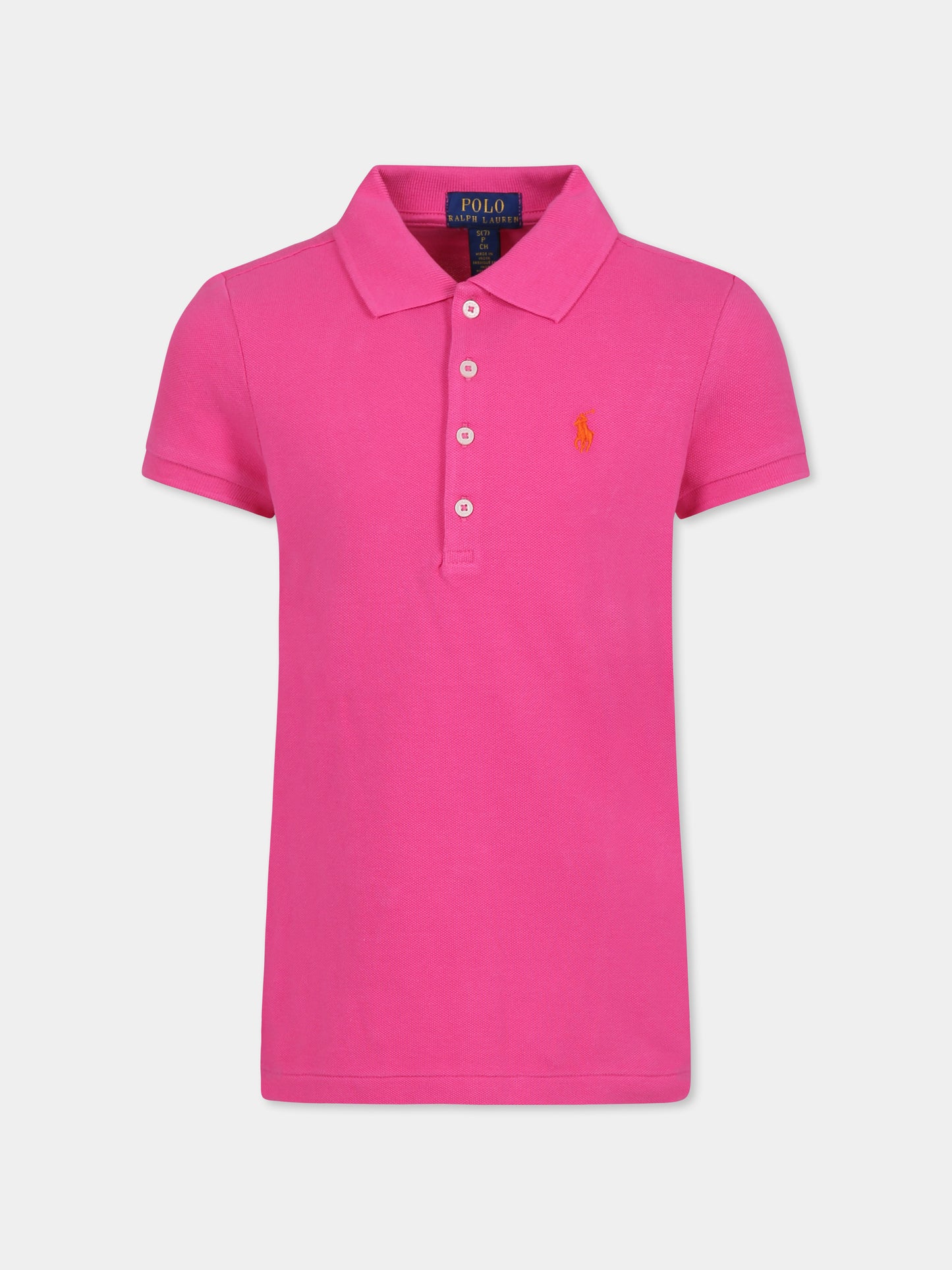 Polo fucsia per bambina con cavallino,Ralph Lauren Kids,698589139 BELMONT PNK W