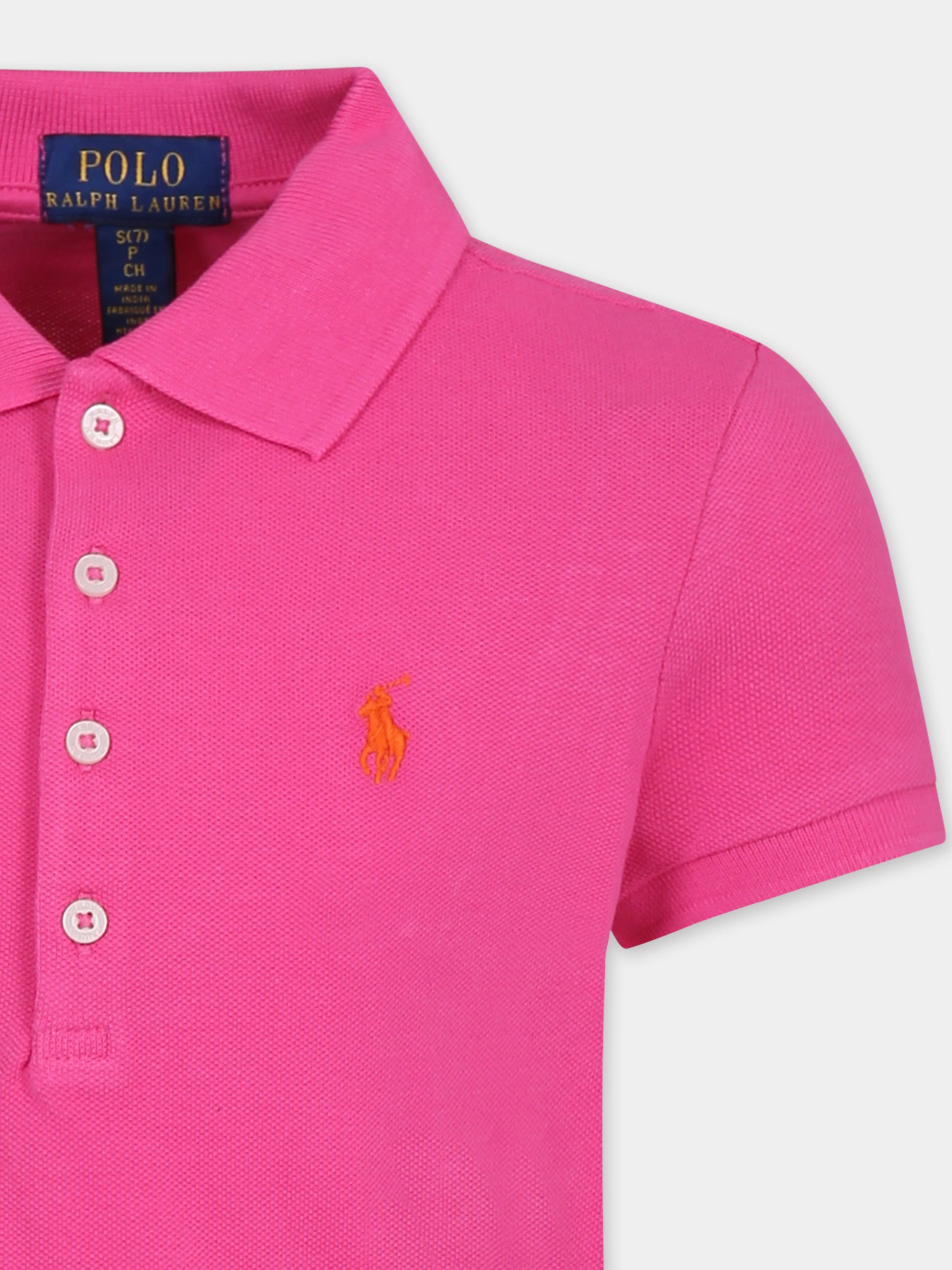 Polo fucsia per bambina con cavallino,Ralph Lauren Kids,698589139 BELMONT PNK W