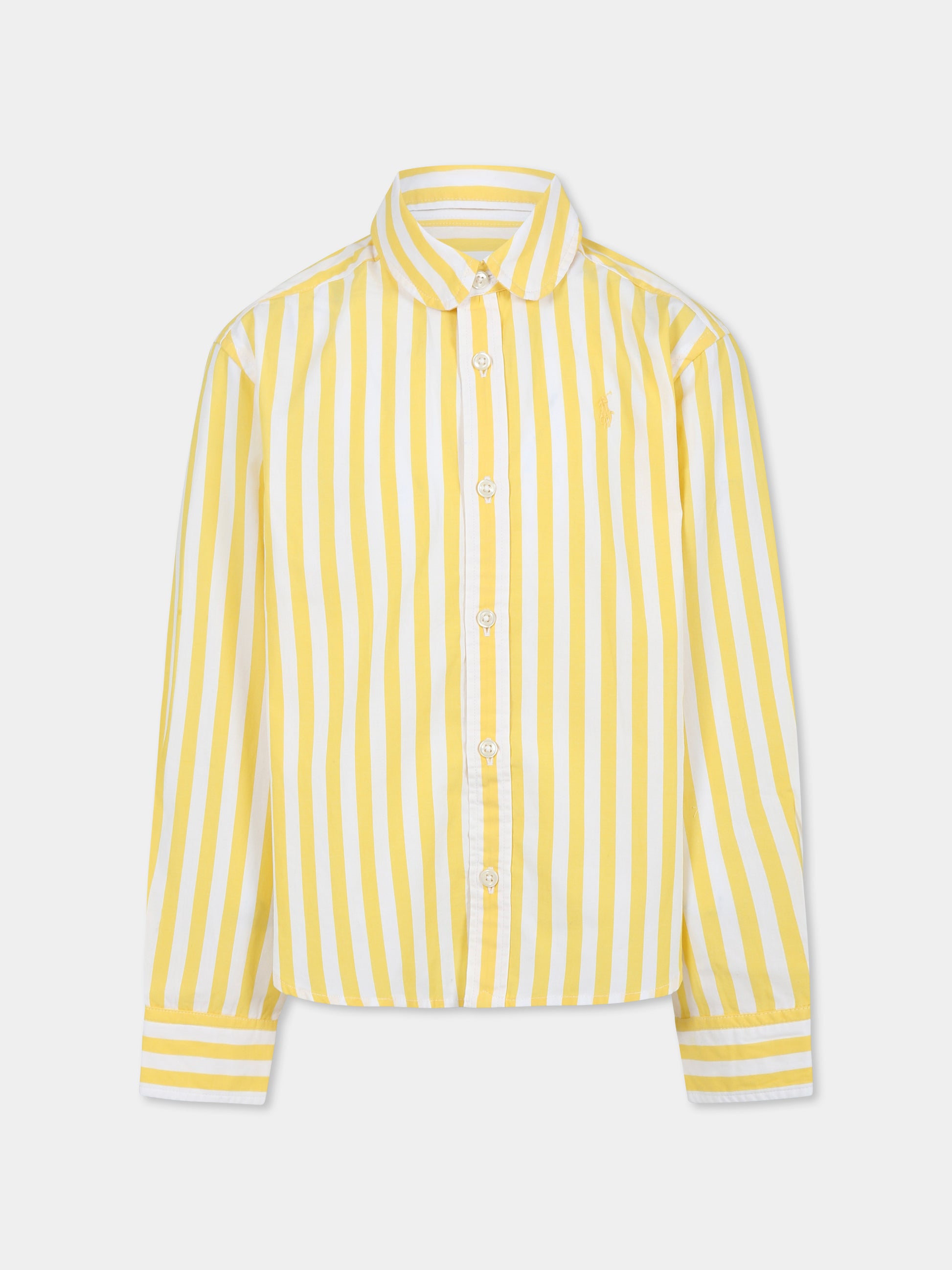 Camicia gialla per bambino con cavallino,Ralph Lauren Kids,957451001 152B CANARY YELLOW WHITE