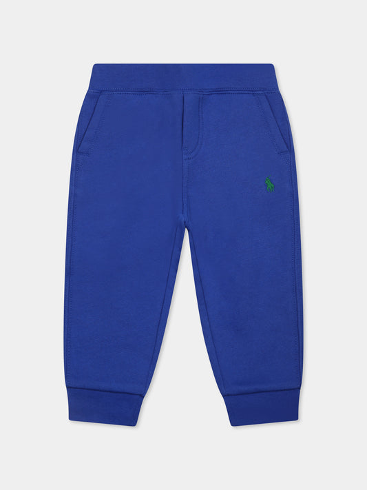 Pantaloni blu per neonato con cavallino,Ralph Lauren Kids,799362011 TRAVEL BLUE