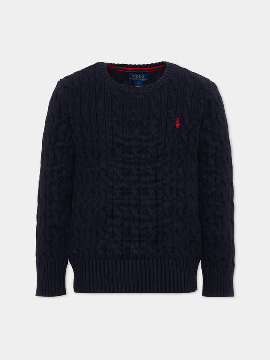 Blue sweater for boy with horse