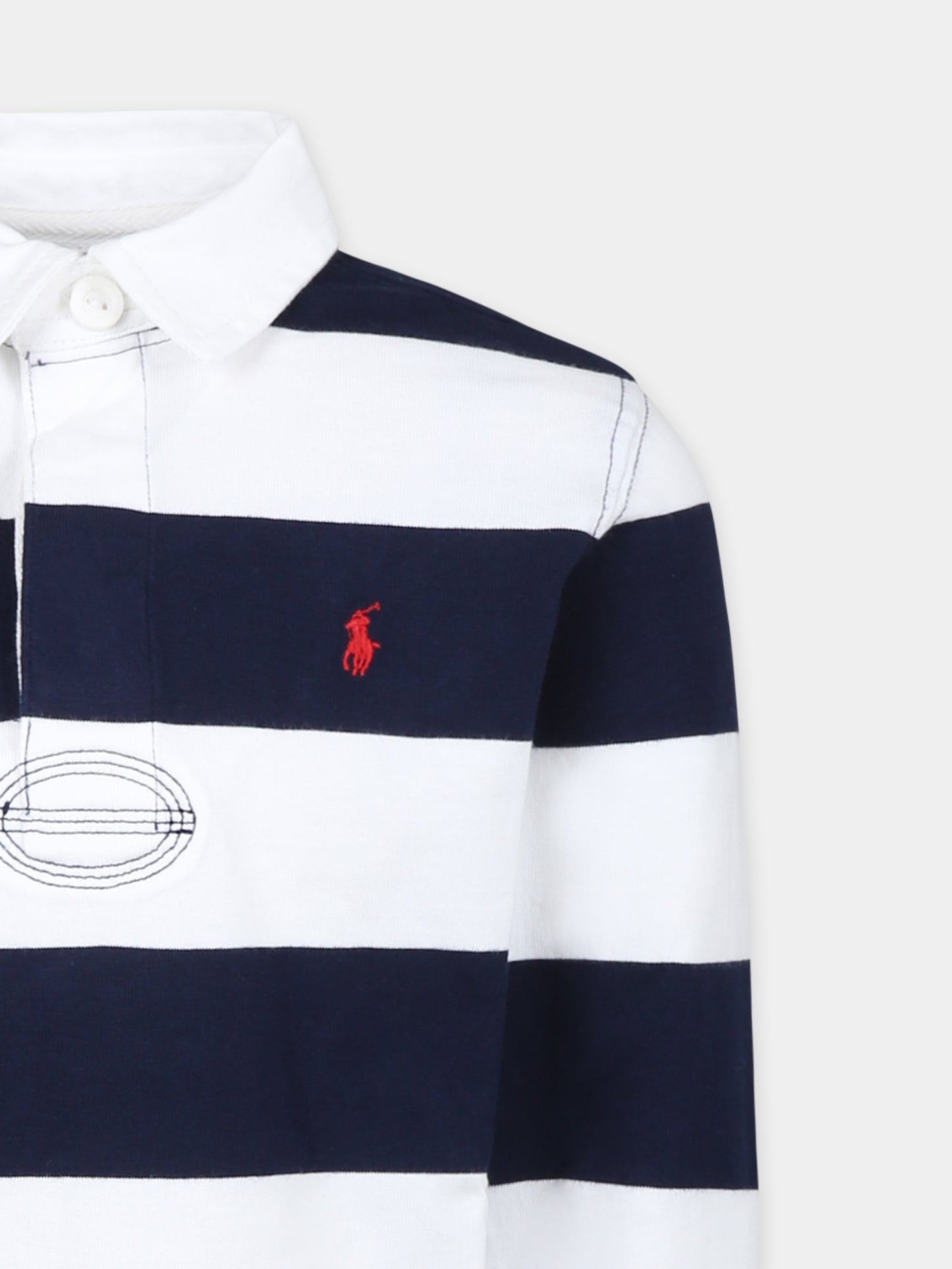 Polo multicolor per bambino con cavallino,Ralph Lauren Kids,932280001 WHITE/CRUISE NAVY