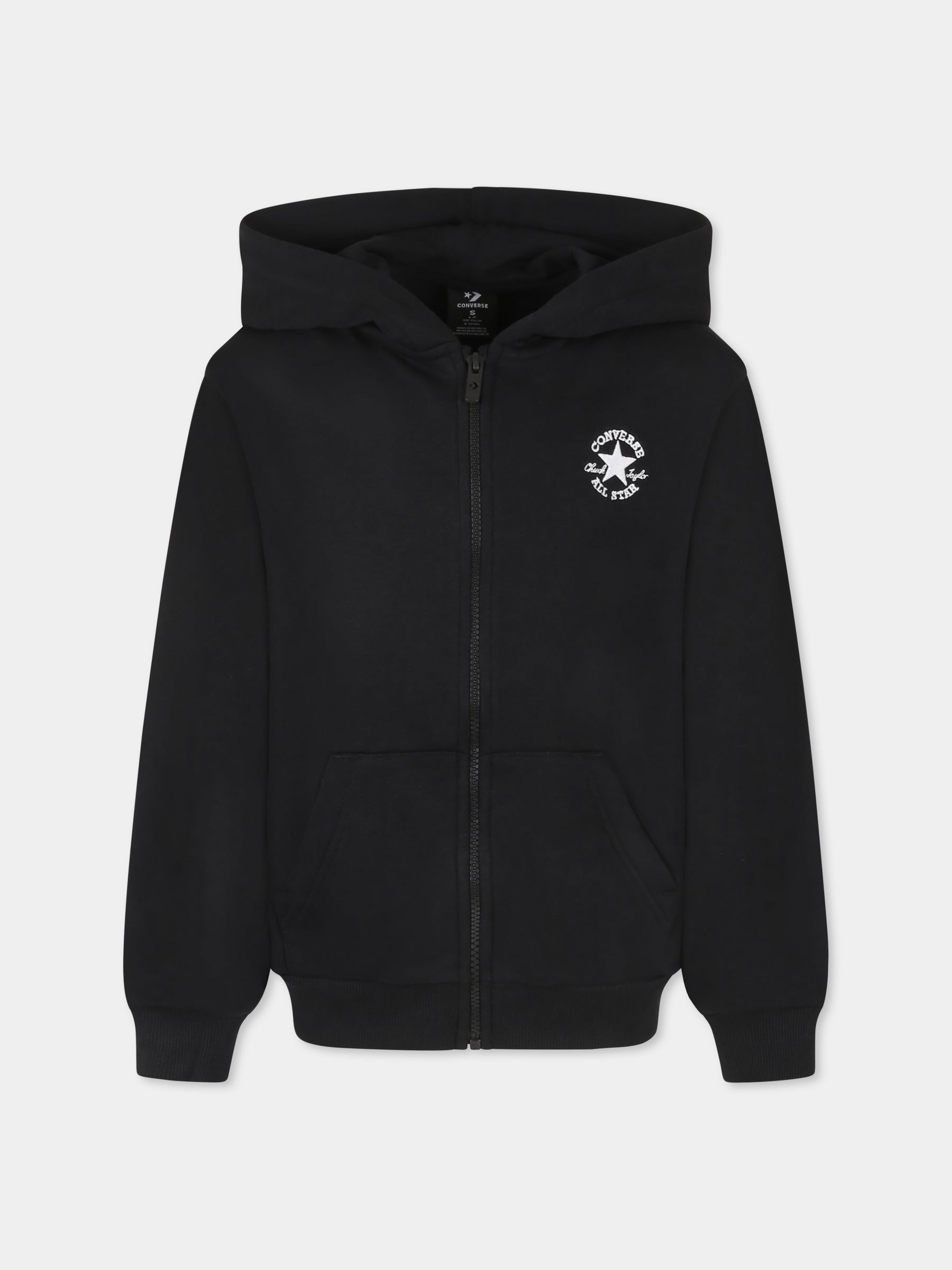 Felpa nera per bambini con logo,Converse,9CG706 023