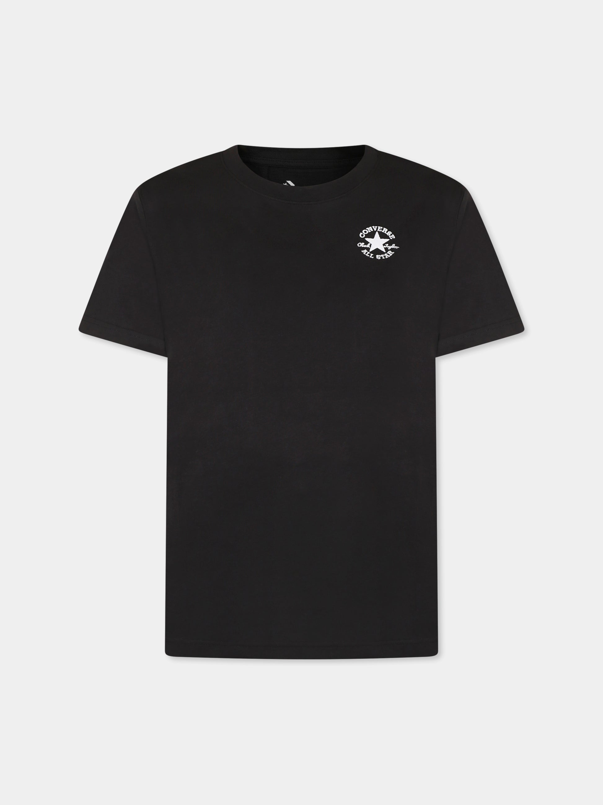T-shirt nera per bambini con logo,Converse,9CG709 023