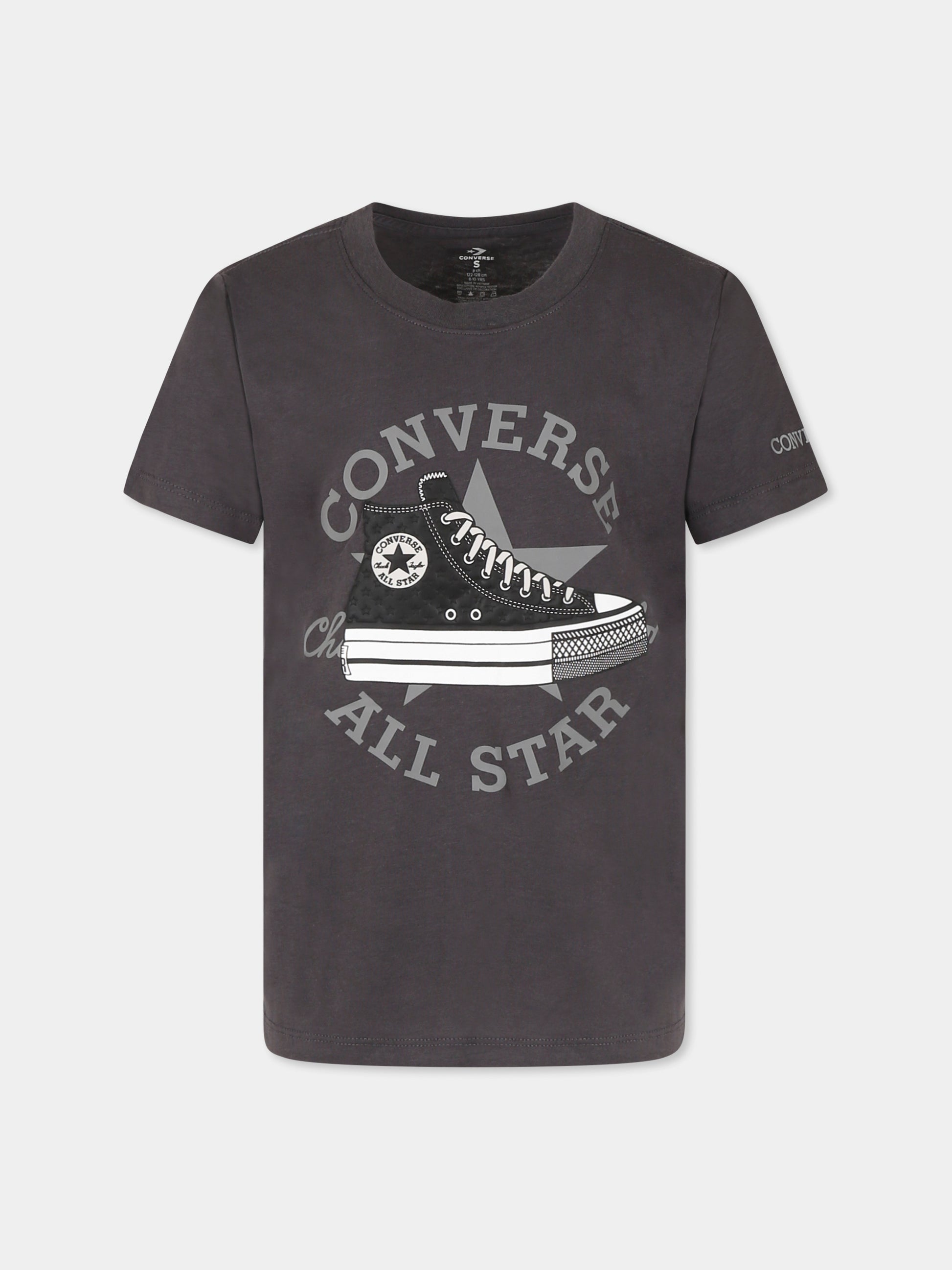 T-shirt grigia per bambina con stampa sneaker,Converse,4CG818 GDA