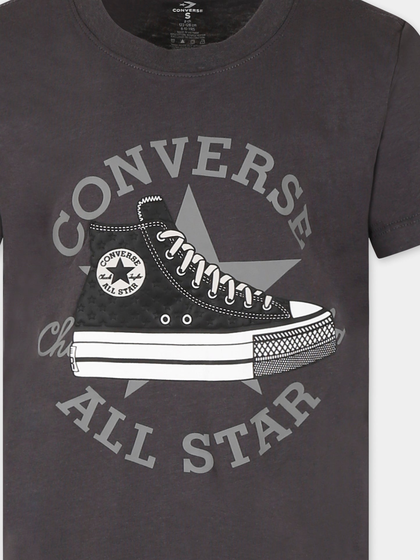 T-shirt grigia per bambina con stampa sneaker,Converse,4CG818 GDA