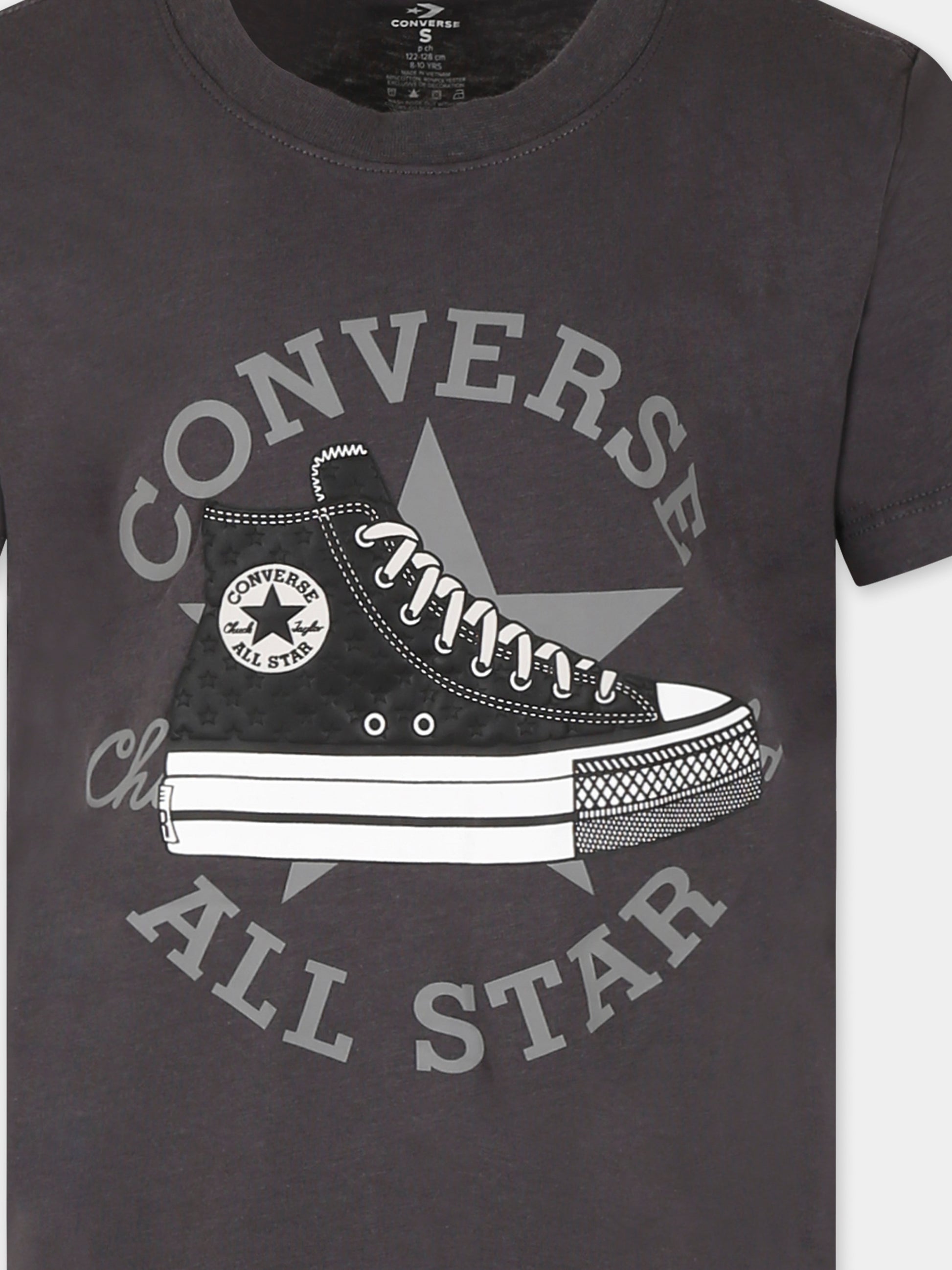 T-shirt grigia per bambina con stampa sneaker,Converse,4CG818 GDA