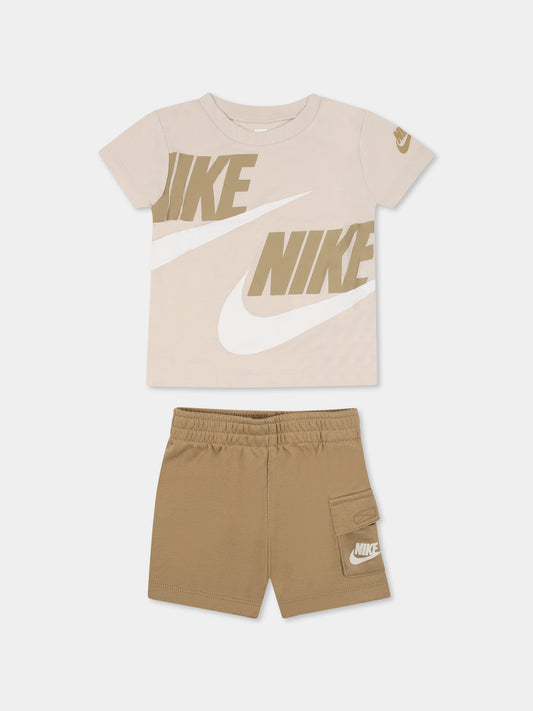 Completo beige per neonato con logo,Nike,66J213 X3E