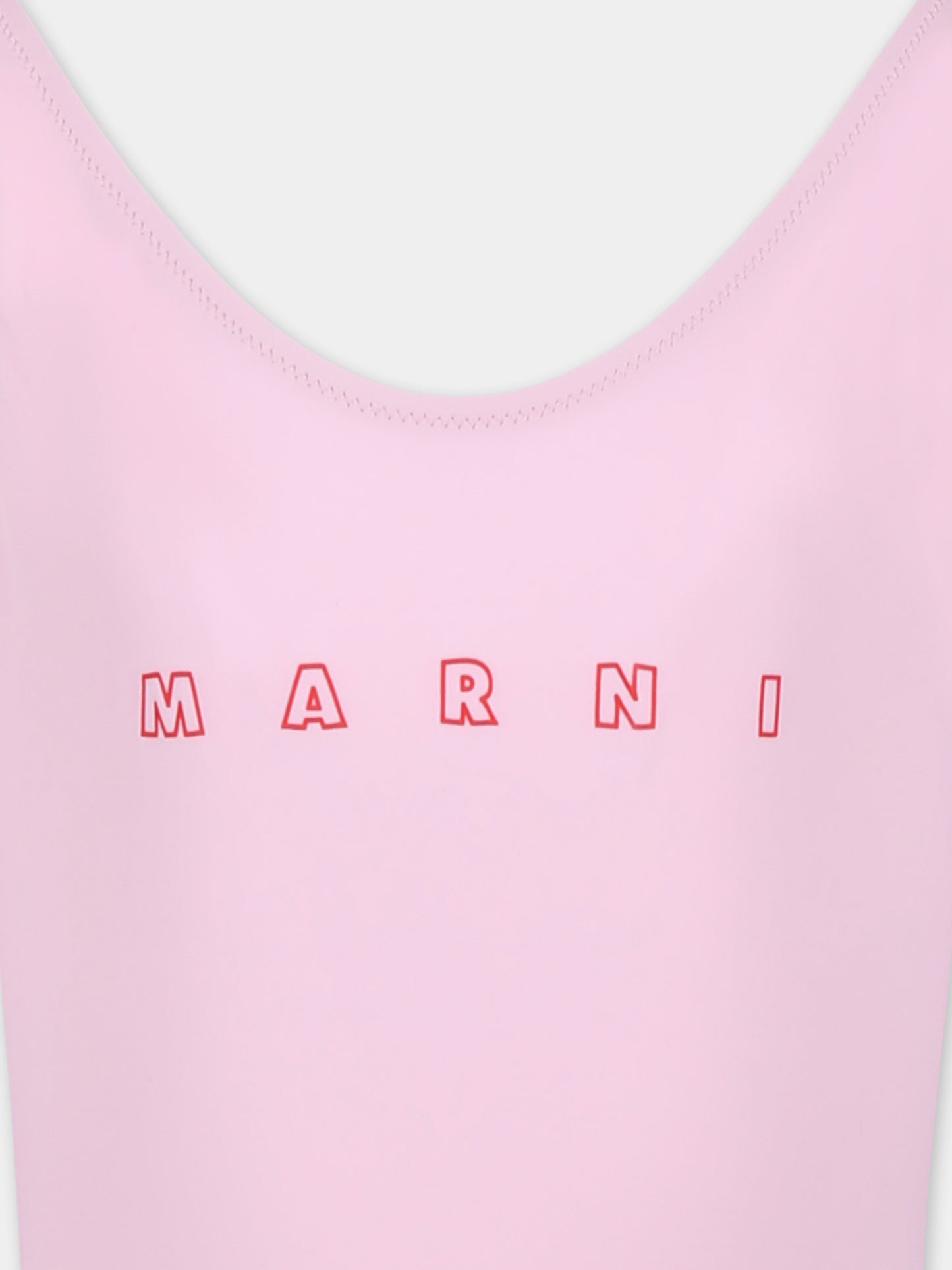 Costume intero rosa per bambina con logo rosso,Marni Kids,M01350 M00M2 MM20F 0M347