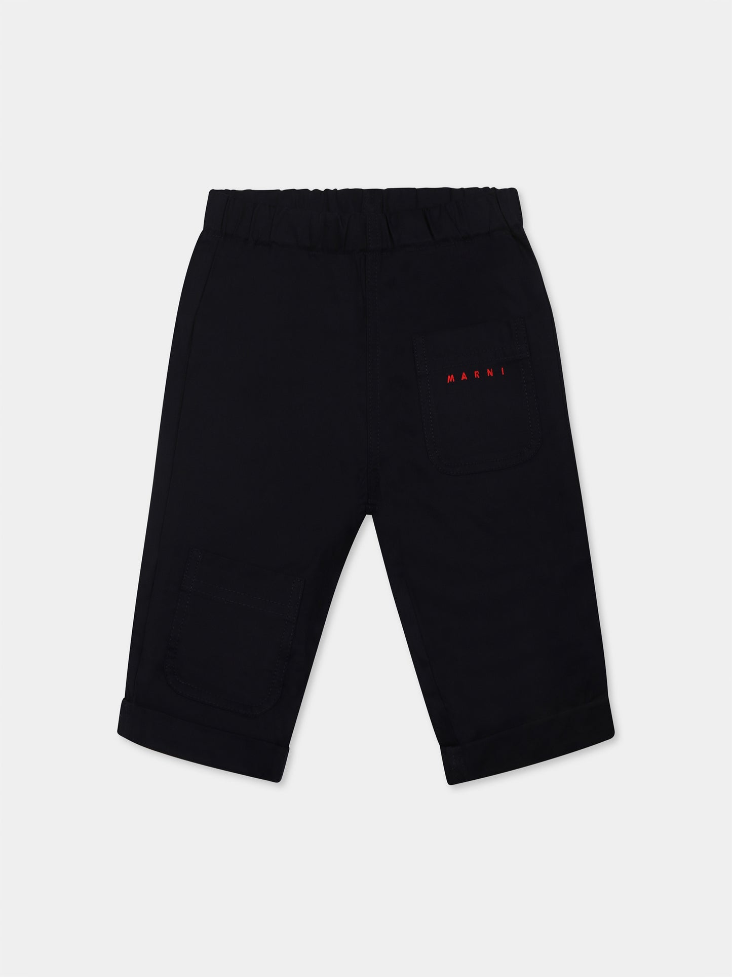 Blue trousers for baby boy with logo