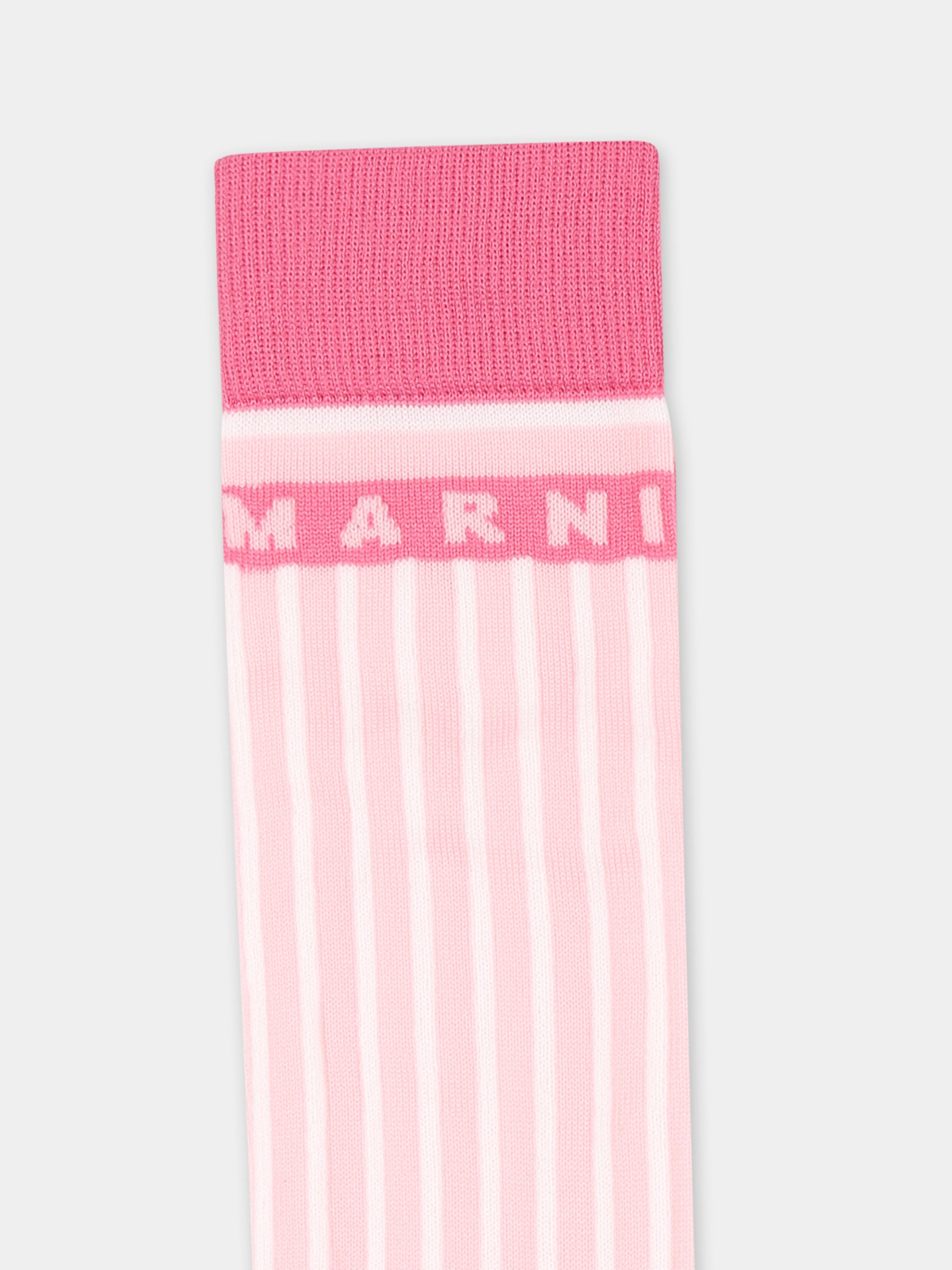 Calze rosa per bambina con logo,Marni Kids,M01473 M00UE MZ34F 0M347