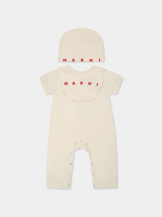 Set tutina avorio per neonati con logo,Marni Kids,M01441 M00UL MX038 0M221