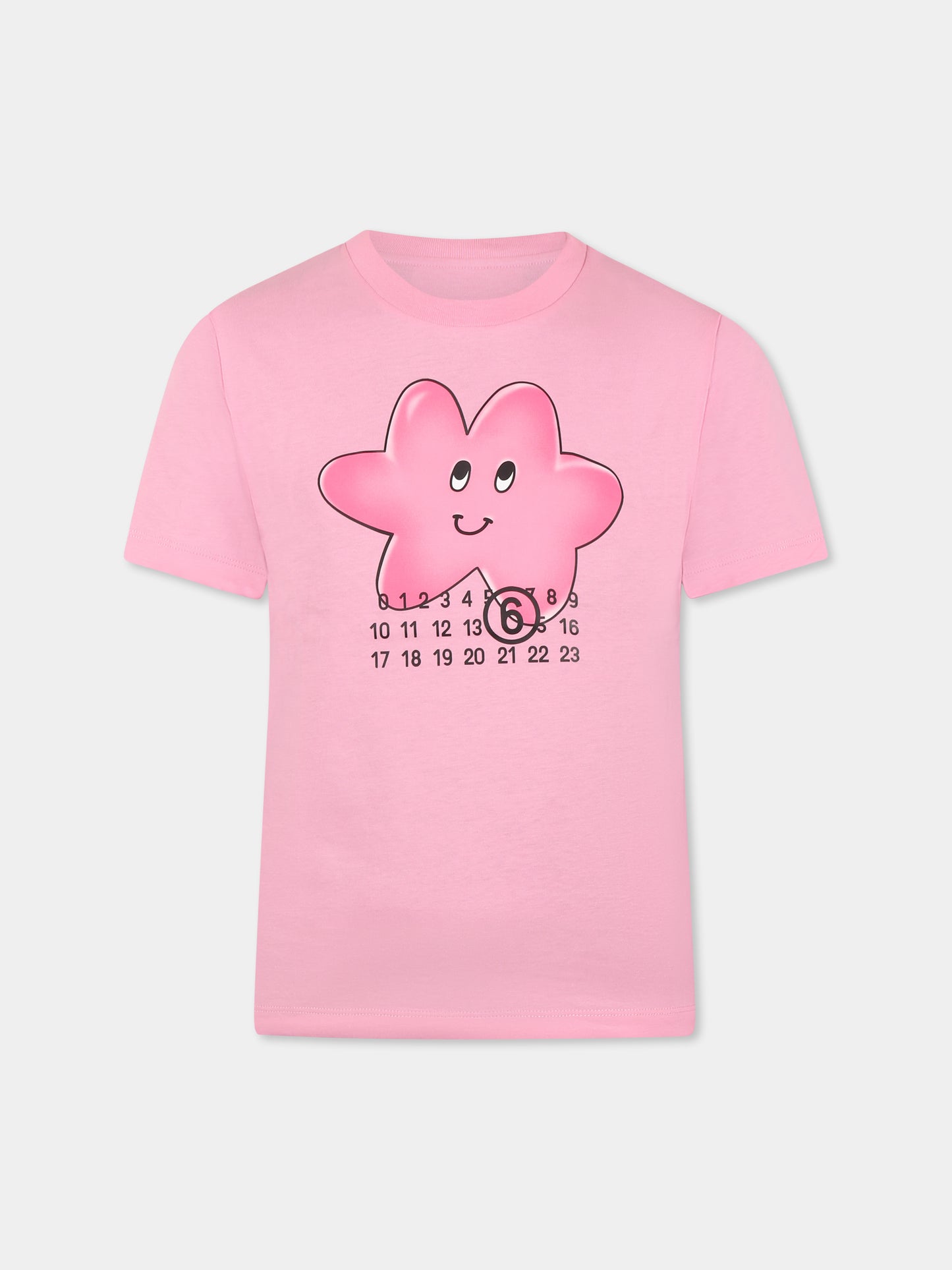 Pink T-shirt for girl with star and logo