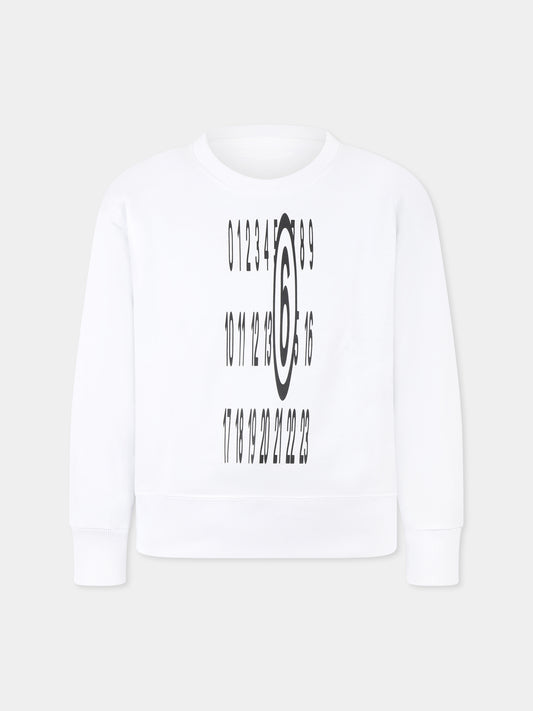 Felpa bianca per bambini con logo,Mm6 Maison Margiela,M60794 MM02X MM6S107U M6100