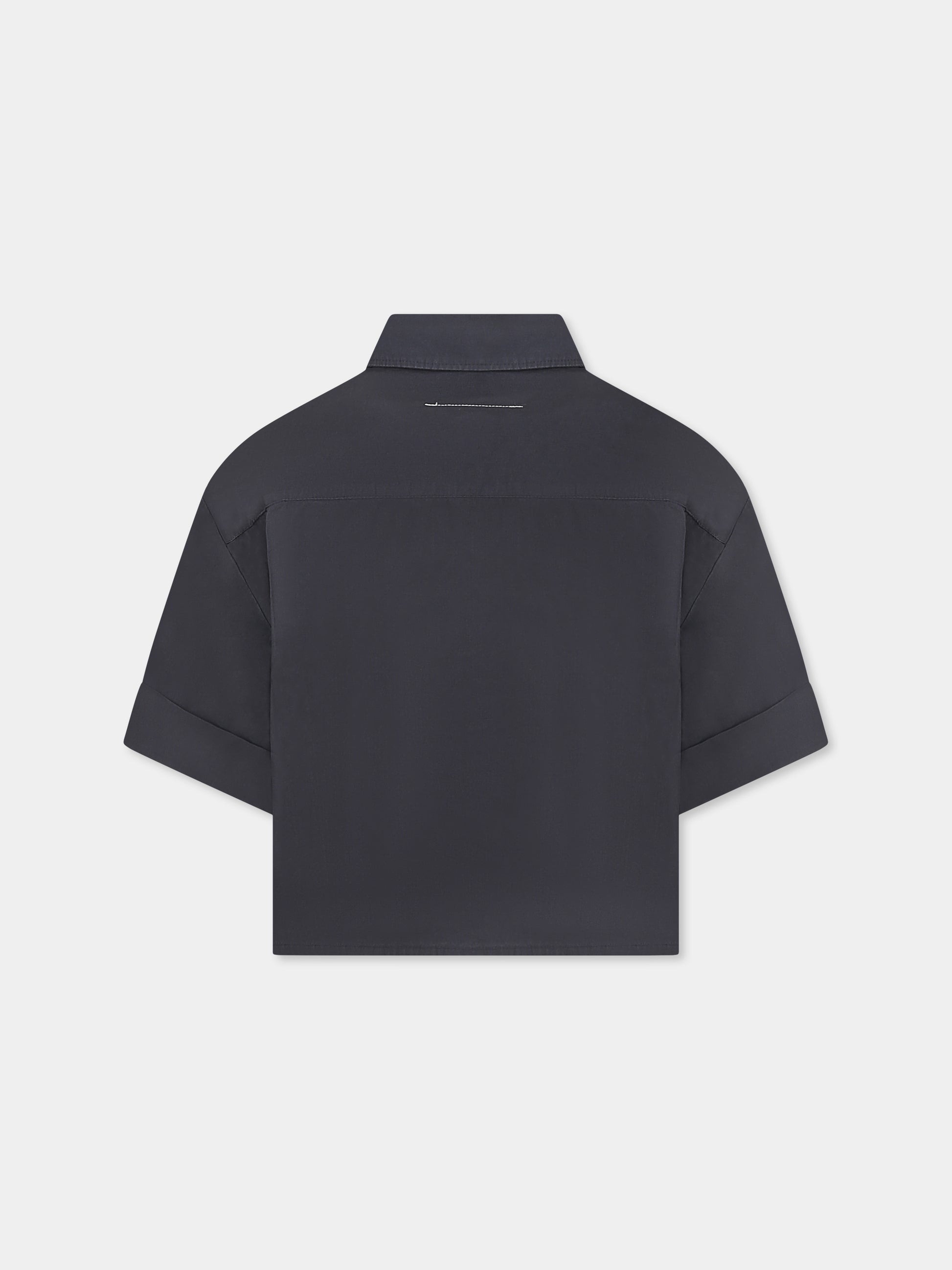 Camicia grigia crop per bambina con logo numerico,Mm6 Maison Margiela,M60511 MM04T MM6C17U M6904